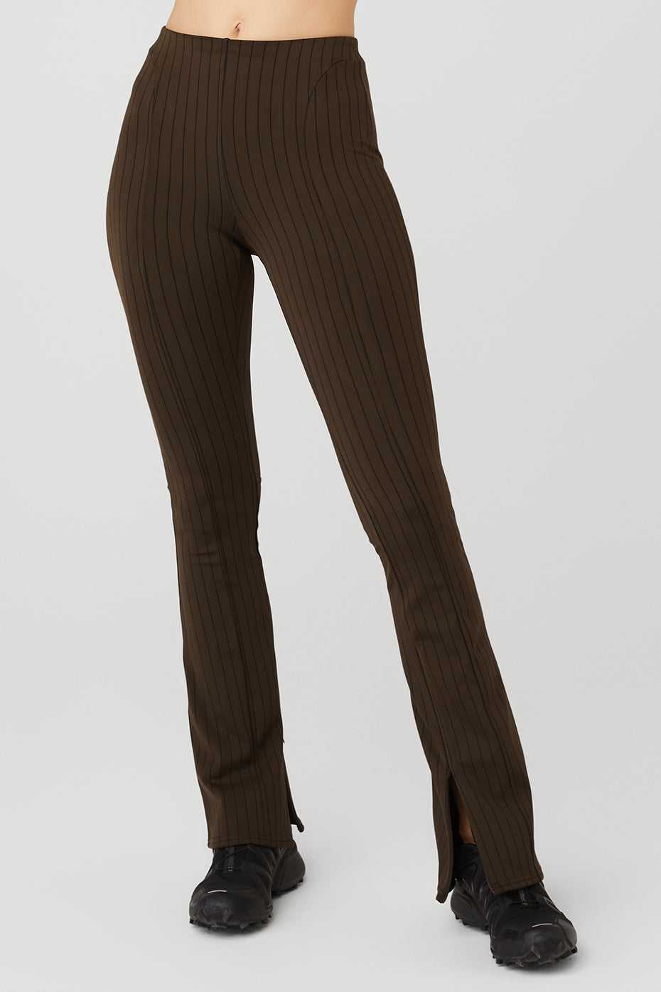 Alo Yoga USA High-Waist Pinstripe Zip It Flare Espresso | 9380517-SX