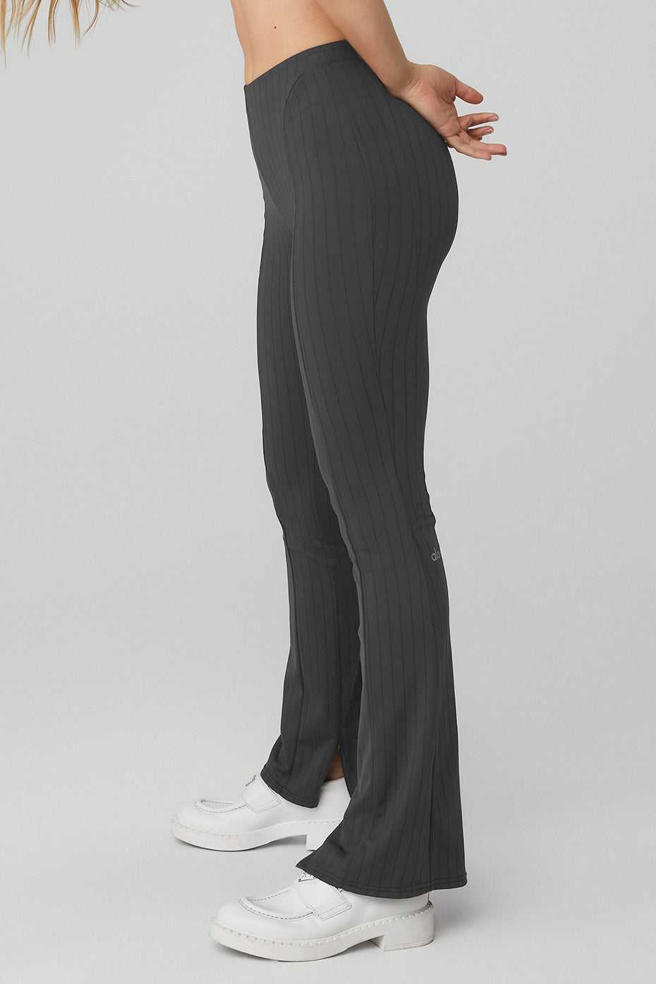 Alo Yoga USA High-Waist Pinstripe Zip It Flare Anthracite | 1647092-YX