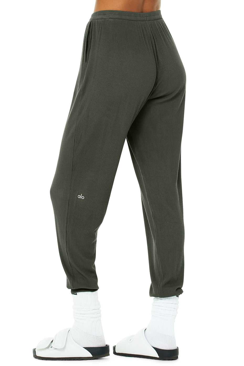 Alo Yoga USA High-Waist Ribbed Whisper Dark Cactus | 1706293-JO