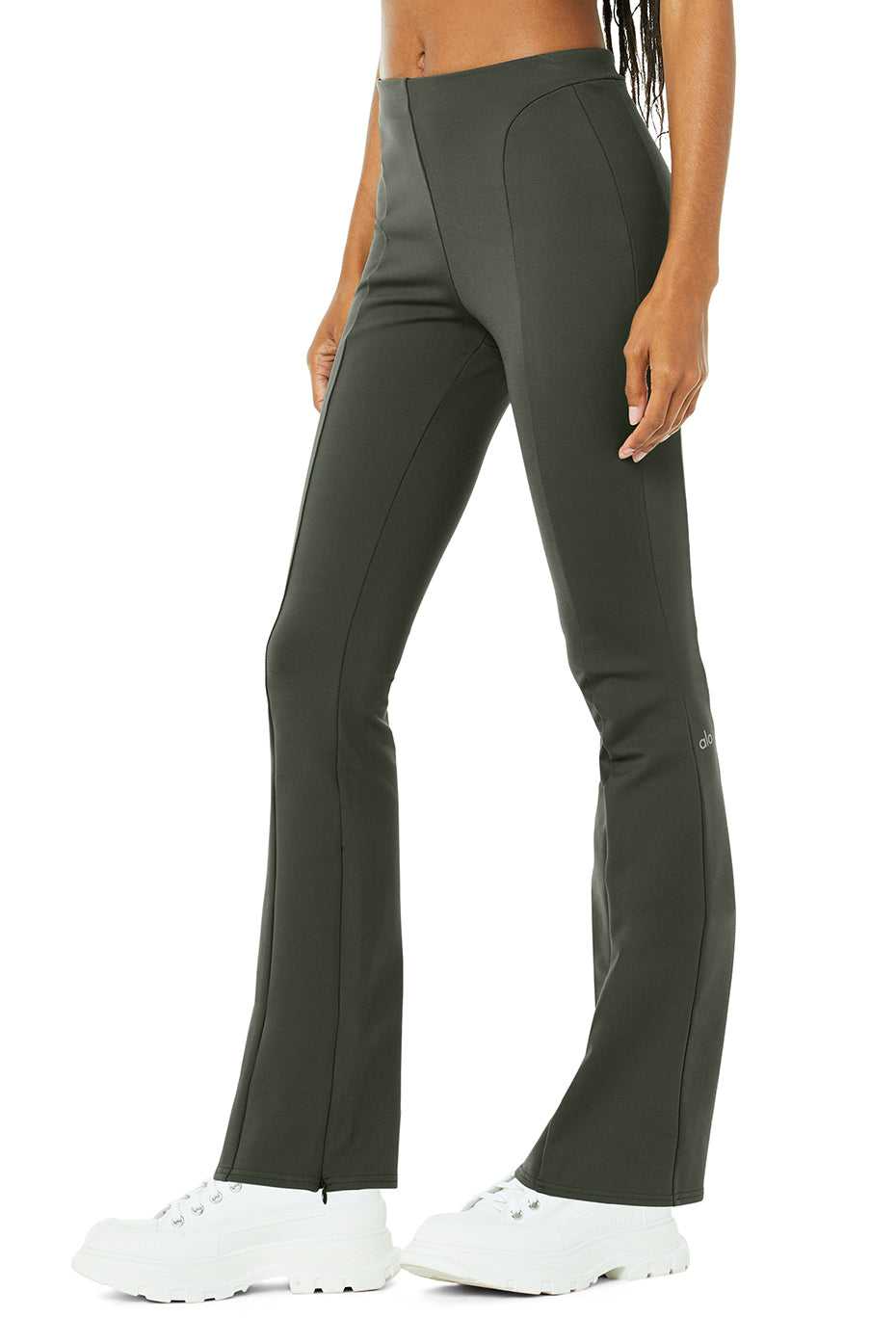 Alo Yoga USA High-Waist Zip It Flare Dark Cactus | 6378104-GI