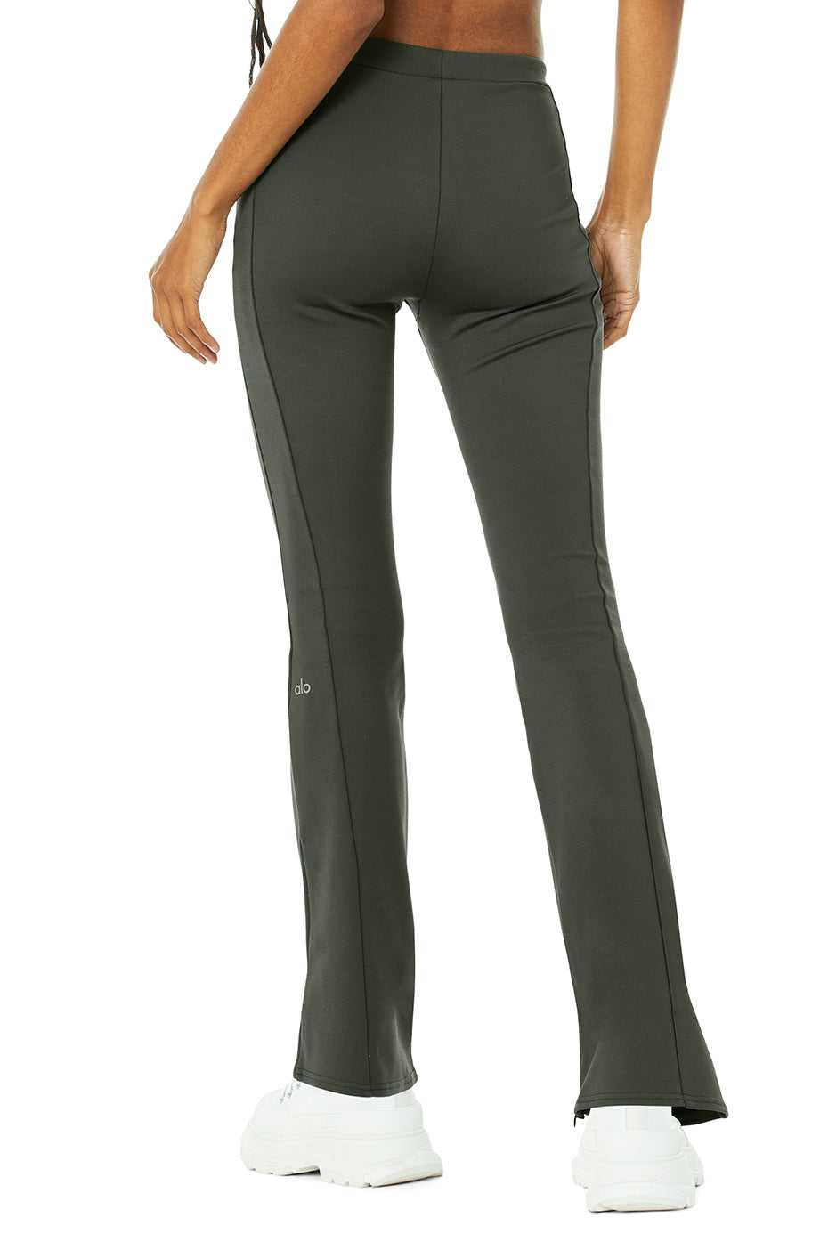 Alo Yoga USA High-Waist Zip It Flare Dark Cactus | 6378104-GI