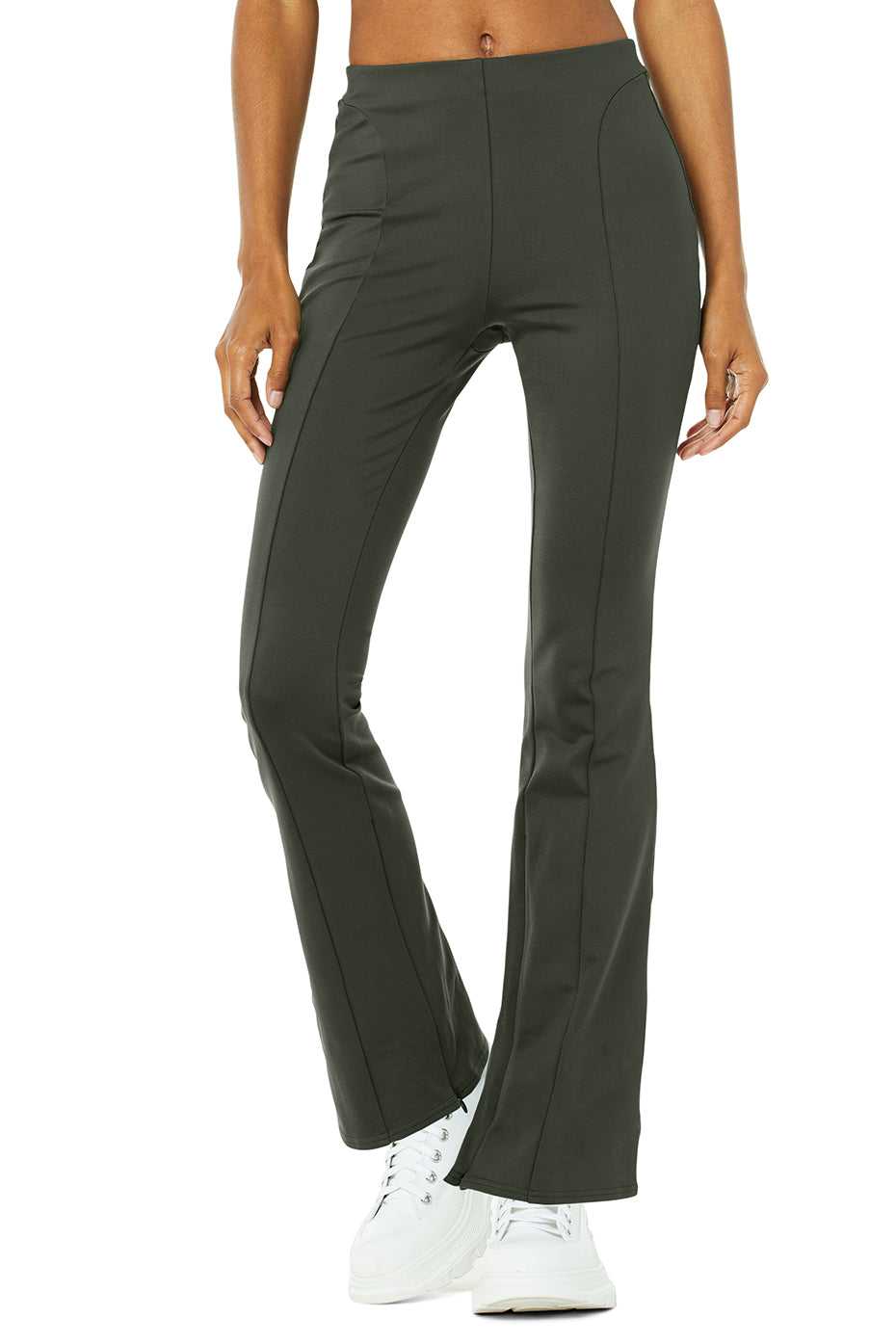 Alo Yoga USA High-Waist Zip It Flare Dark Cactus | 6378104-GI