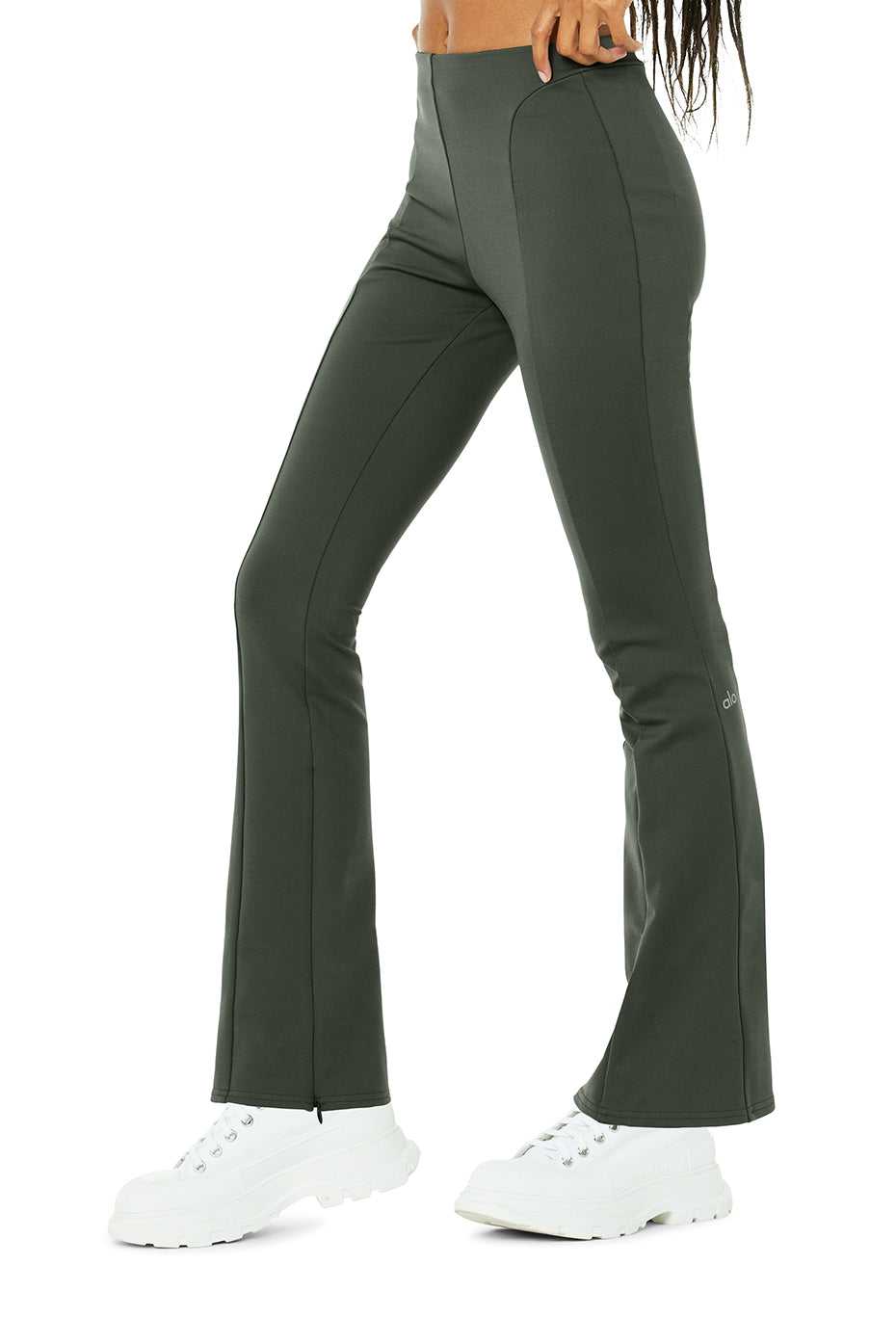 Alo Yoga USA High-Waist Zip It Flare Dark Cactus | 0789641-KE