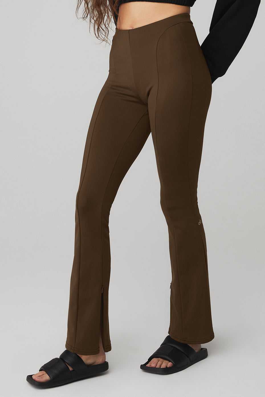 Alo Yoga USA High-Waist Zip It Flare Espresso | 4267810-YW