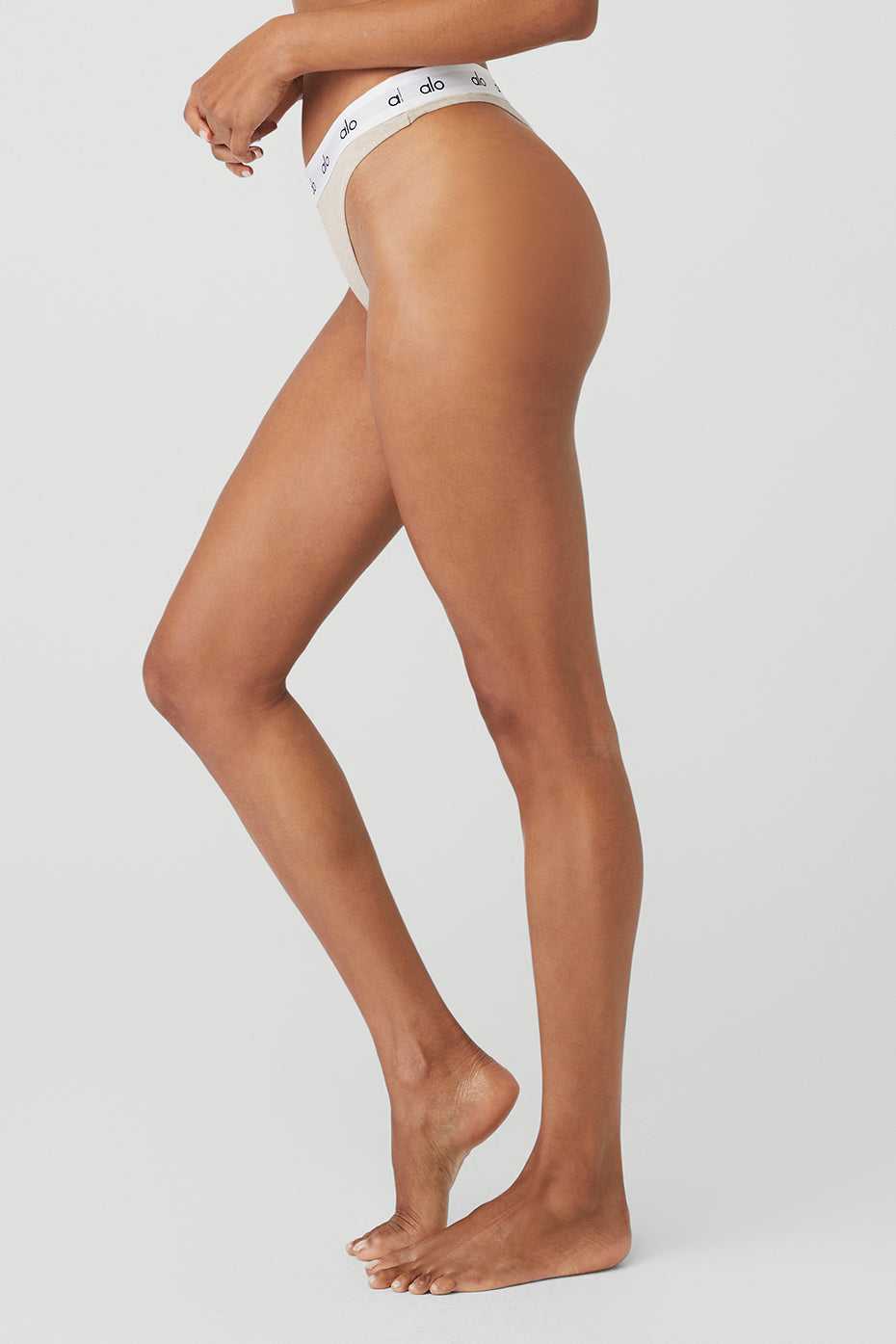 Alo Yoga USA Icon French Cut Thong Oatmeal Heather | 8316904-VE