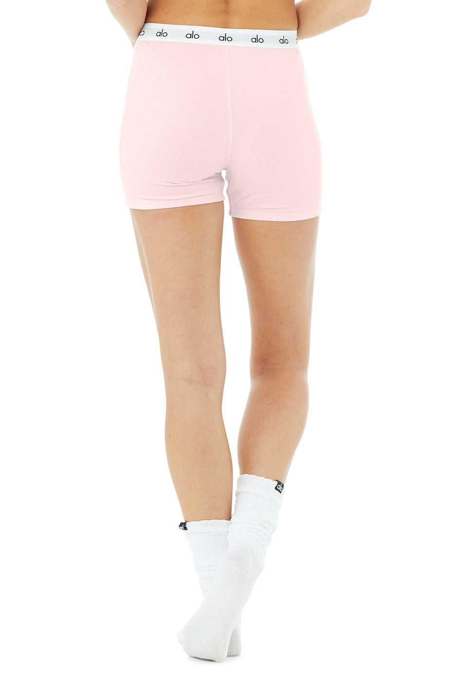 Alo Yoga USA Icon Ribbed Boyshort Powder Pink | 8716250-OQ