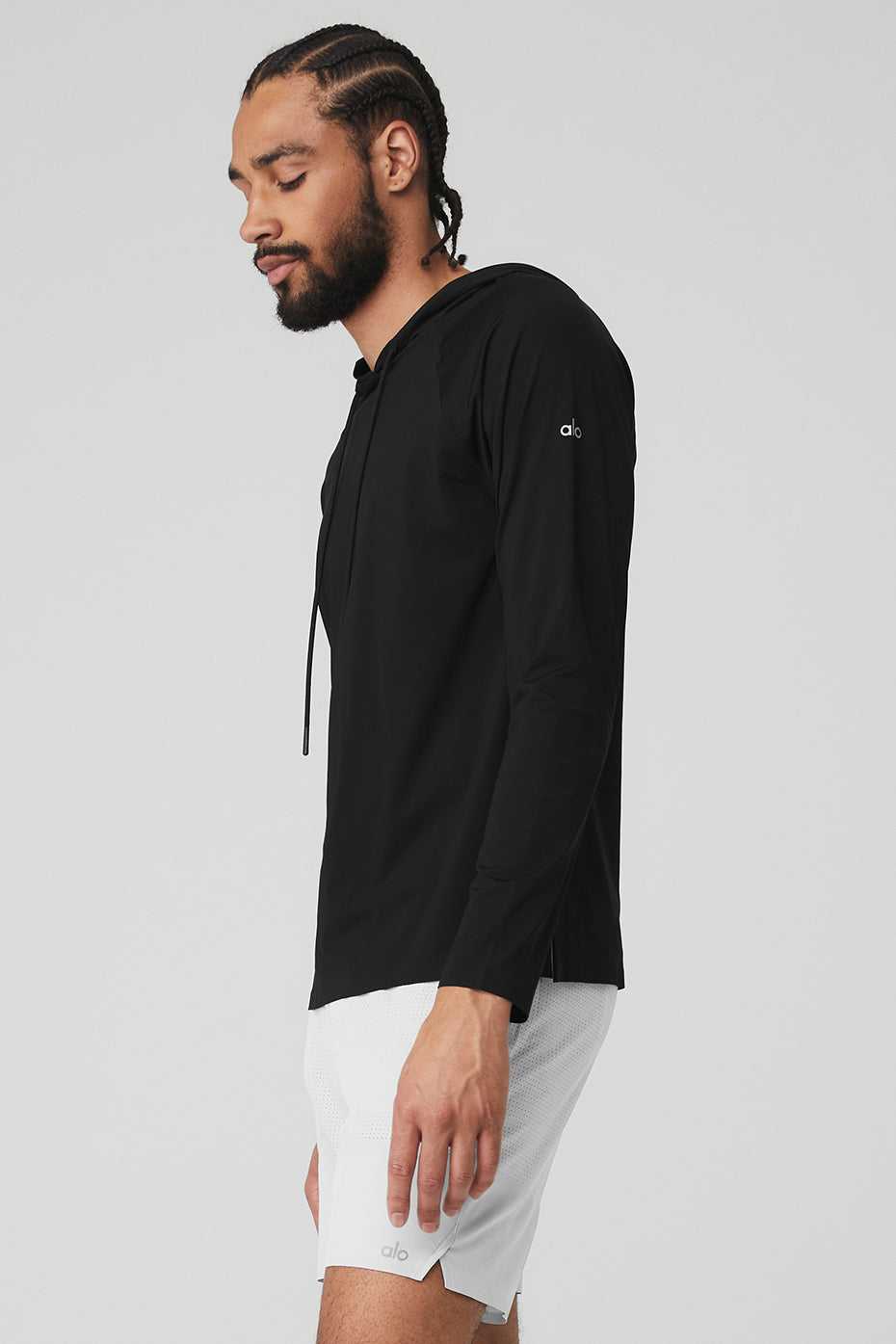 Alo Yoga USA Idol Hooded Runner Black | 5987216-XL