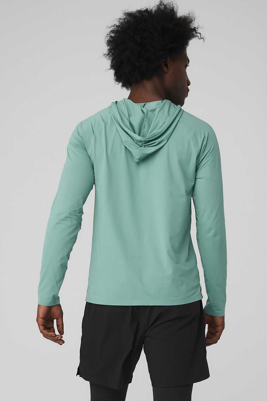 Alo Yoga USA Idol Hooded Runner Blue Agave | 1306492-LO