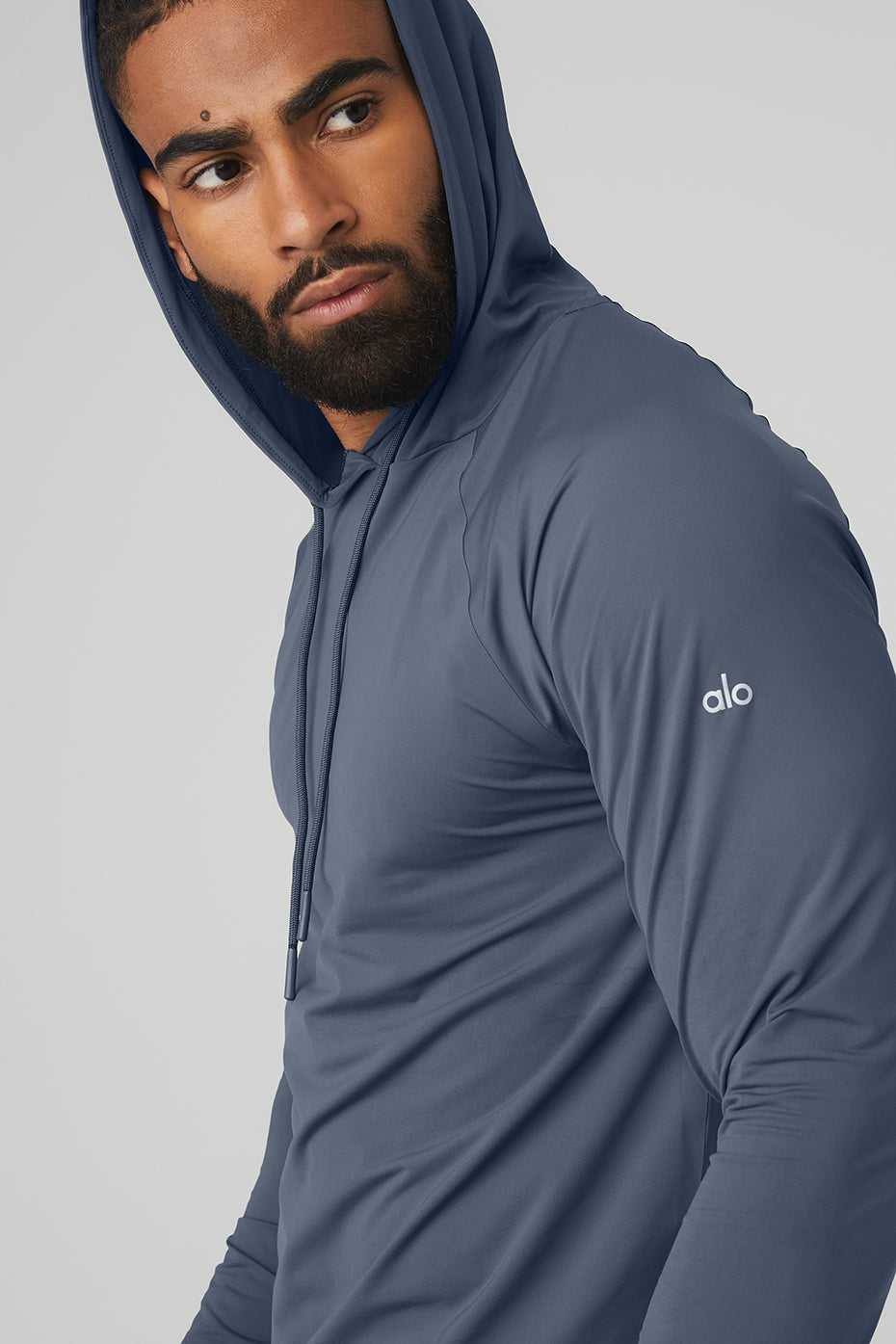 Alo Yoga USA Idol Hooded Runner Bluestone | 6457092-HW