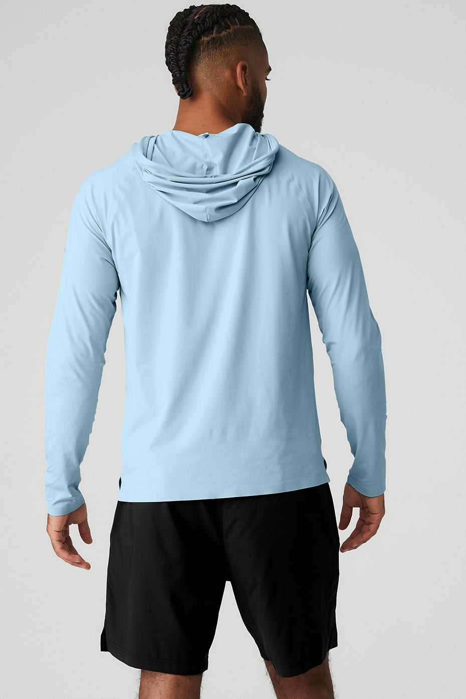 Alo Yoga USA Idol Hooded Runner Calm Blue | 9876231-GM