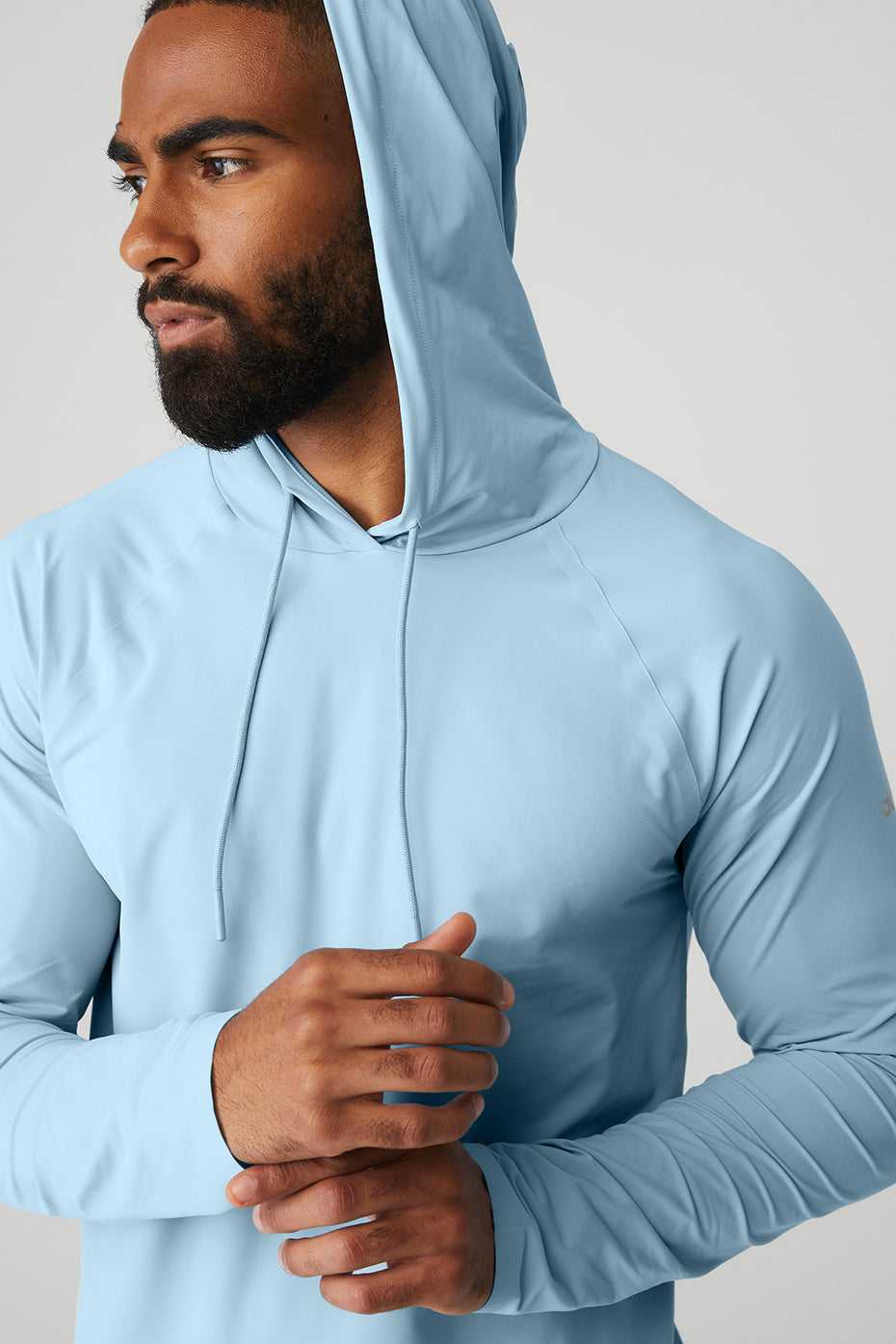 Alo Yoga USA Idol Hooded Runner Calm Blue | 9876231-GM