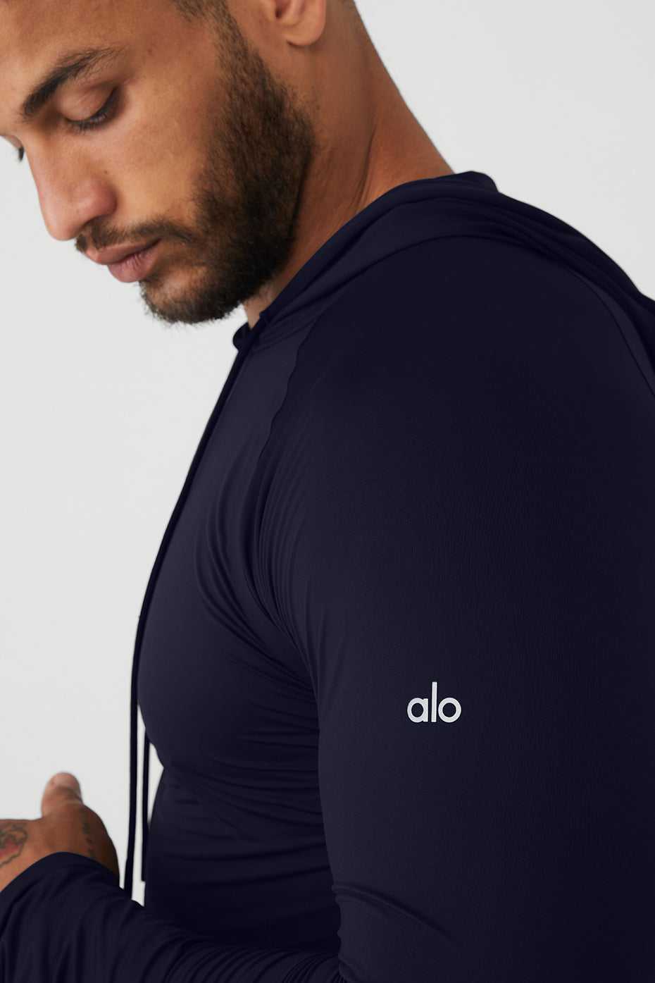 Alo Yoga USA Idol Hooded Runner Navy | 2976138-BF