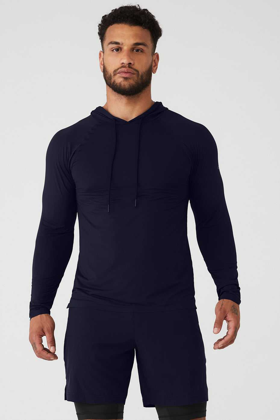 Alo Yoga USA Idol Hooded Runner Navy | 2976138-BF