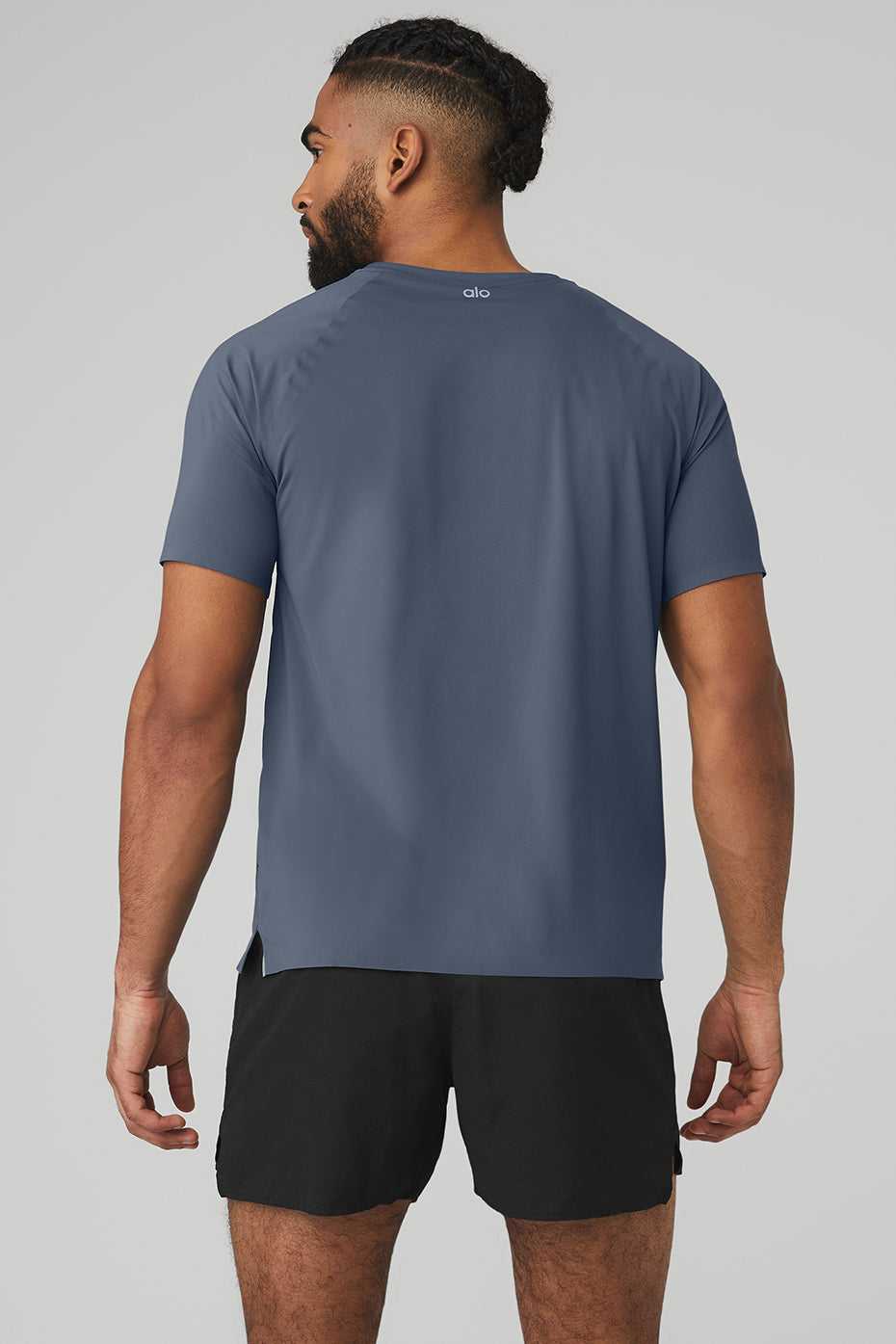 Alo Yoga USA Idol Performance Tee Bluestone | 5681243-QY