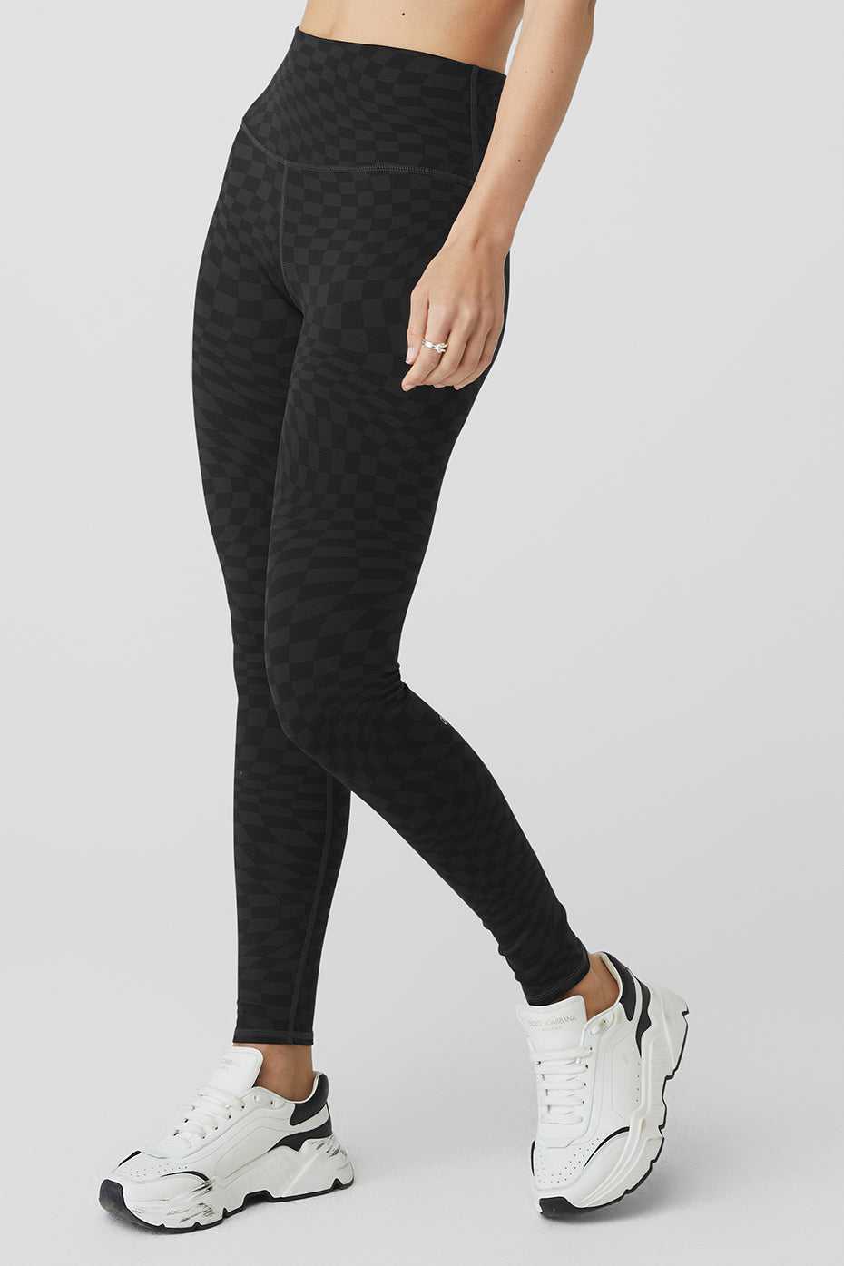 Alo Yoga USA Jacquard High-Waist Checkered Anthracite | 6840512-PL