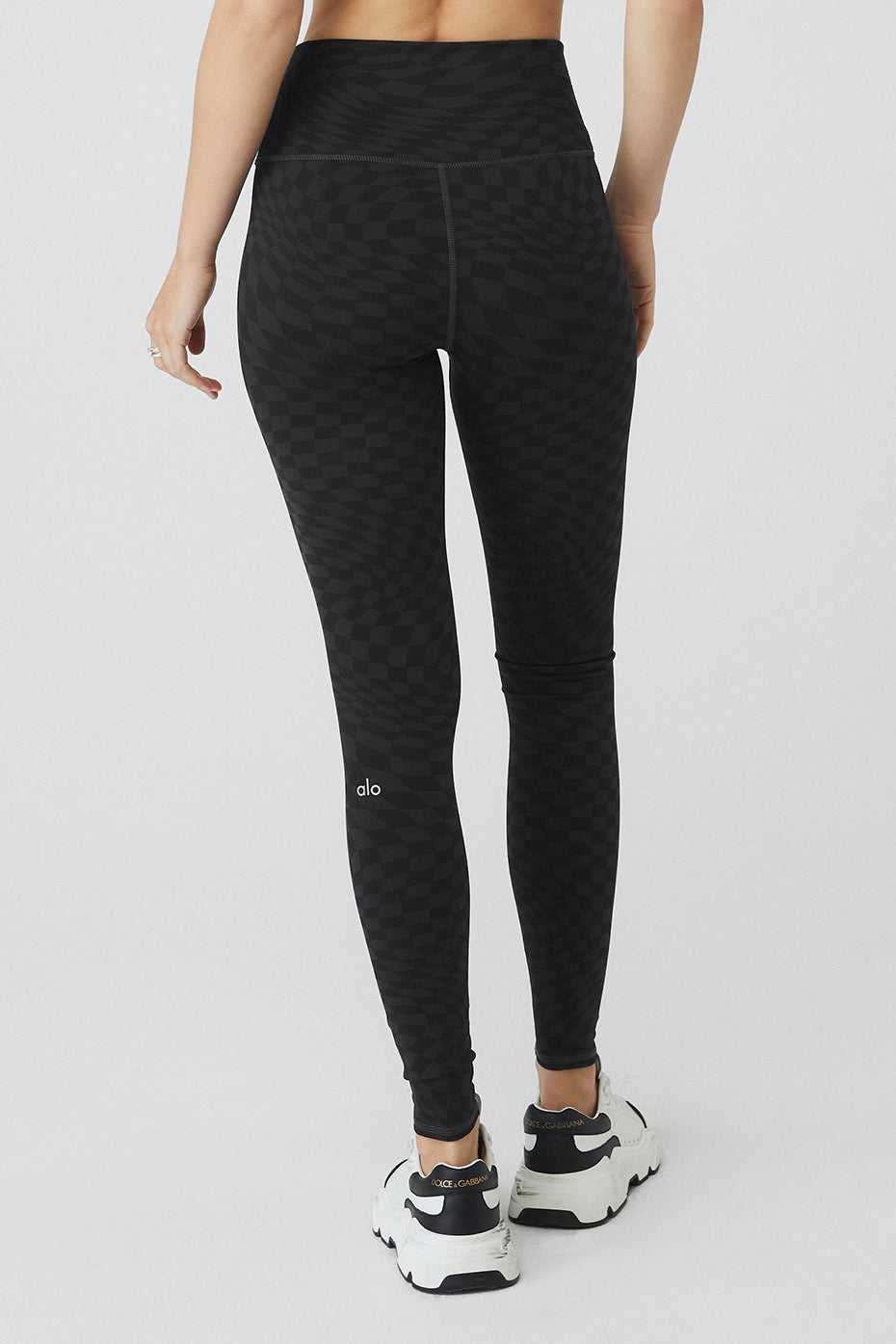 Alo Yoga USA Jacquard High-Waist Checkered Anthracite | 6840512-PL