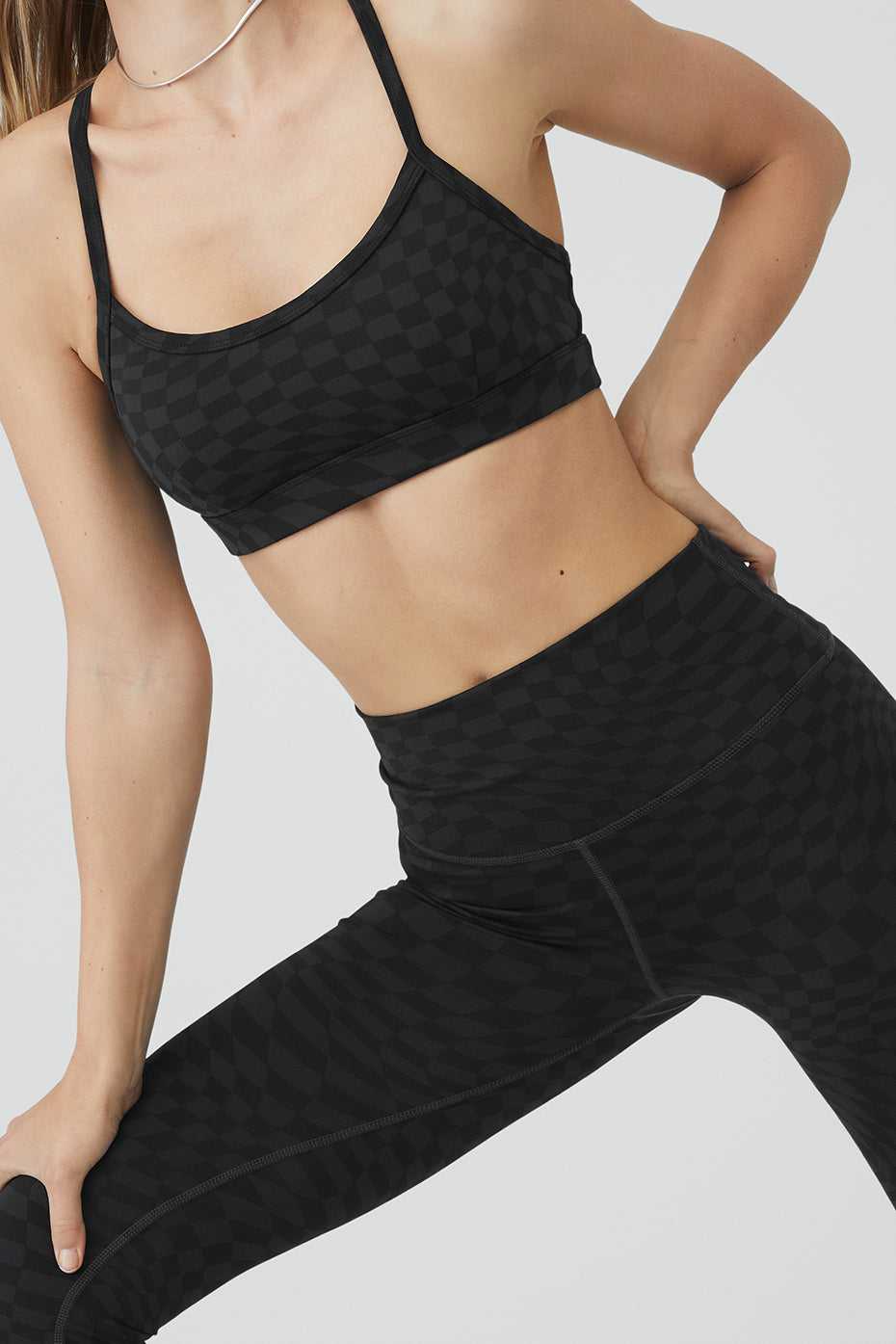 Alo Yoga USA Jacquard High-Waist Checkered Anthracite | 6840512-PL