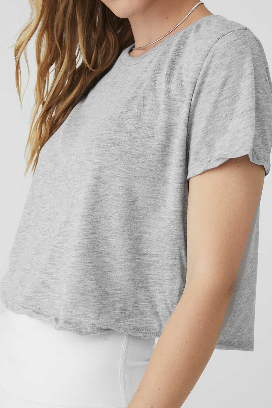 Alo Yoga USA Laid Back Tee Athletic Grey | 8549071-JX