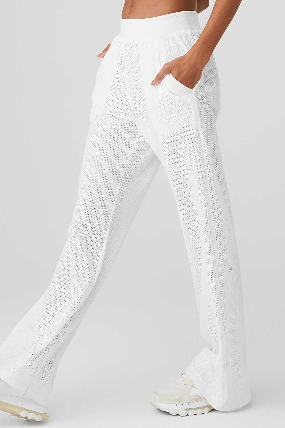 Alo Yoga USA Mesh All-Star Wide Leg White | 4796852-AO