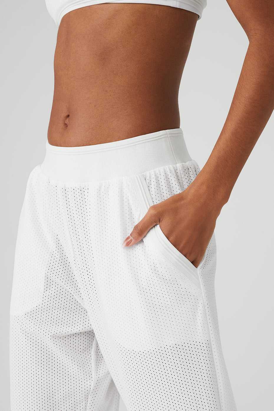 Alo Yoga USA Mesh All-Star Wide Leg White | 4796852-AO