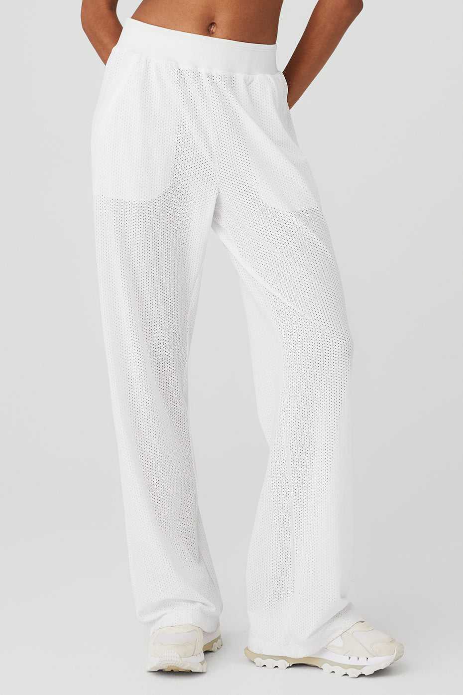 Alo Yoga USA Mesh All-Star Wide Leg White | 4796852-AO