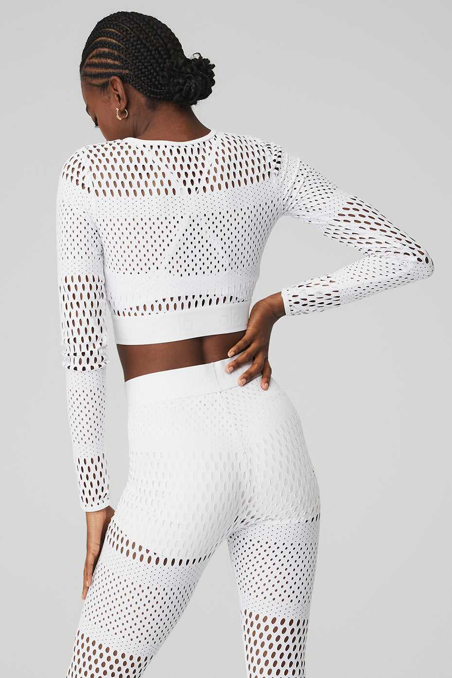 Alo Yoga USA Mesh Haute Summer Long Sleeve White | 9518342-SE