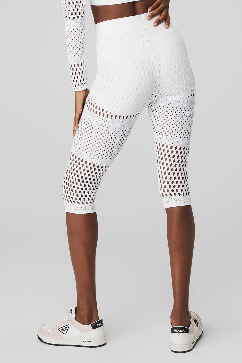 Alo Yoga USA Mesh High-Waist Haute Summerri White | 5467028-HQ