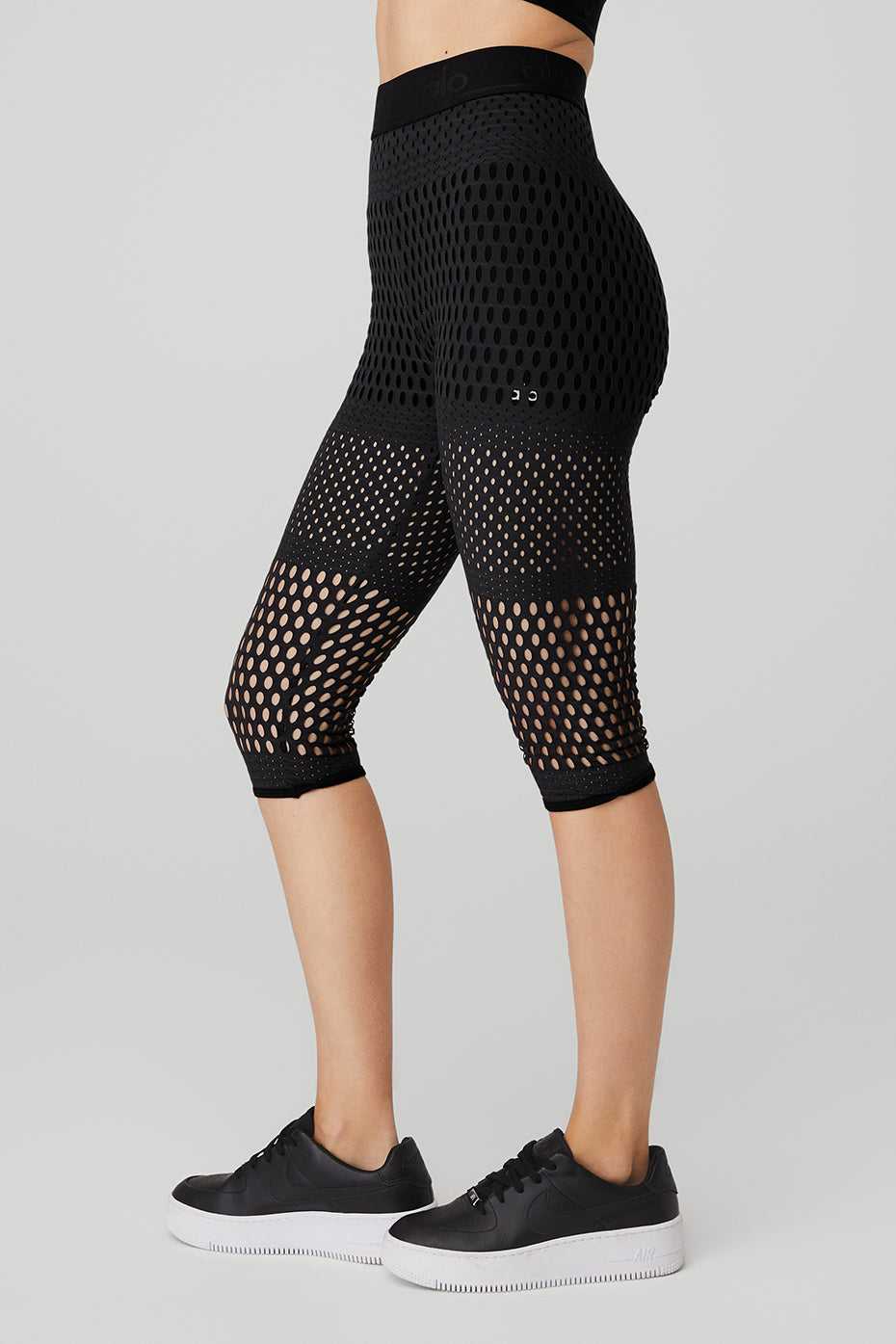 Alo Yoga USA Mesh High-Waist Haute Summerri Black | 0769135-OS