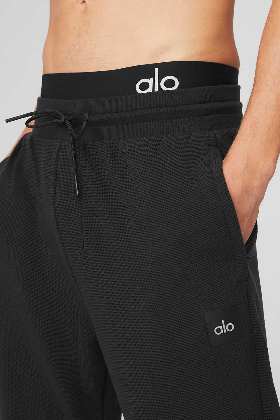 Alo Yoga USA Micro Waffle Fast Break Black | 5120348-IK