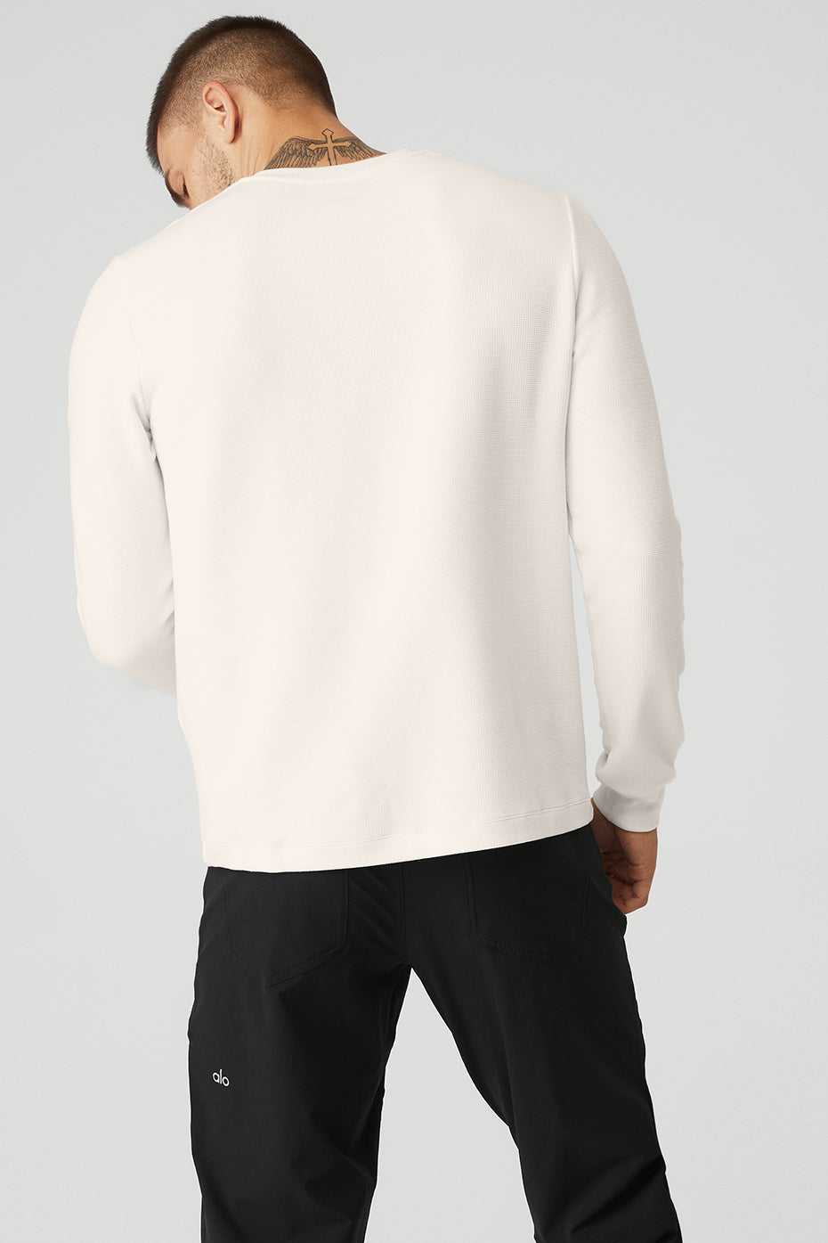 Alo Yoga USA Micro Waffle Fast Break Henley Ivory | 8136097-LU