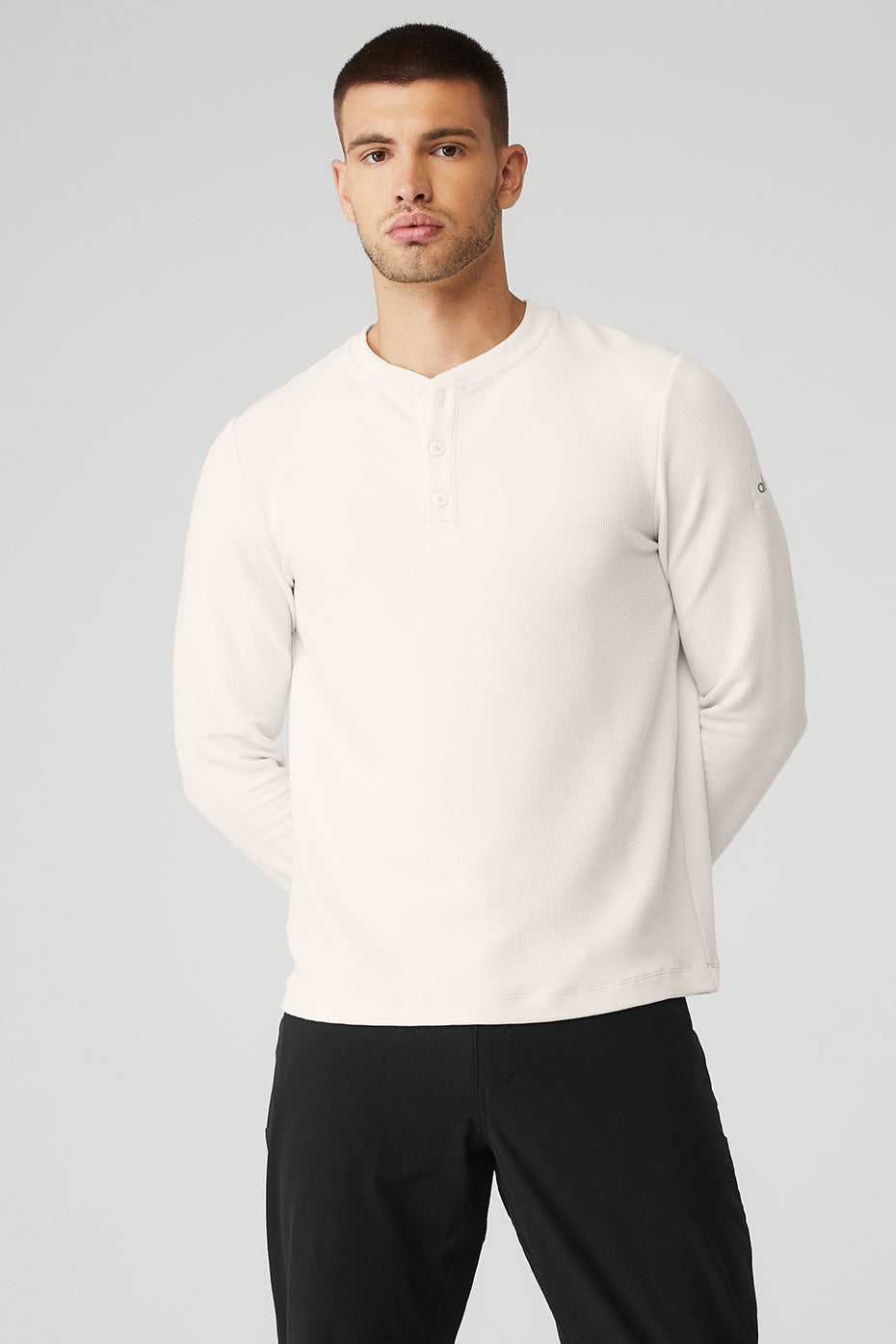 Alo Yoga USA Micro Waffle Fast Break Henley Ivory | 8136097-LU