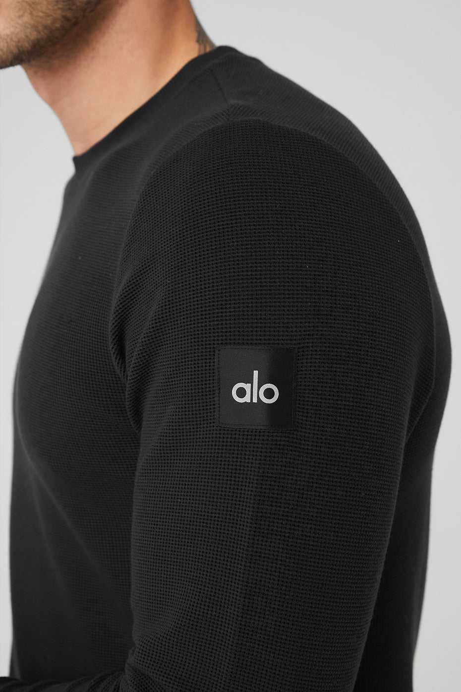 Alo Yoga USA Micro Waffle Fast Break Tee Black | 8426371-ML