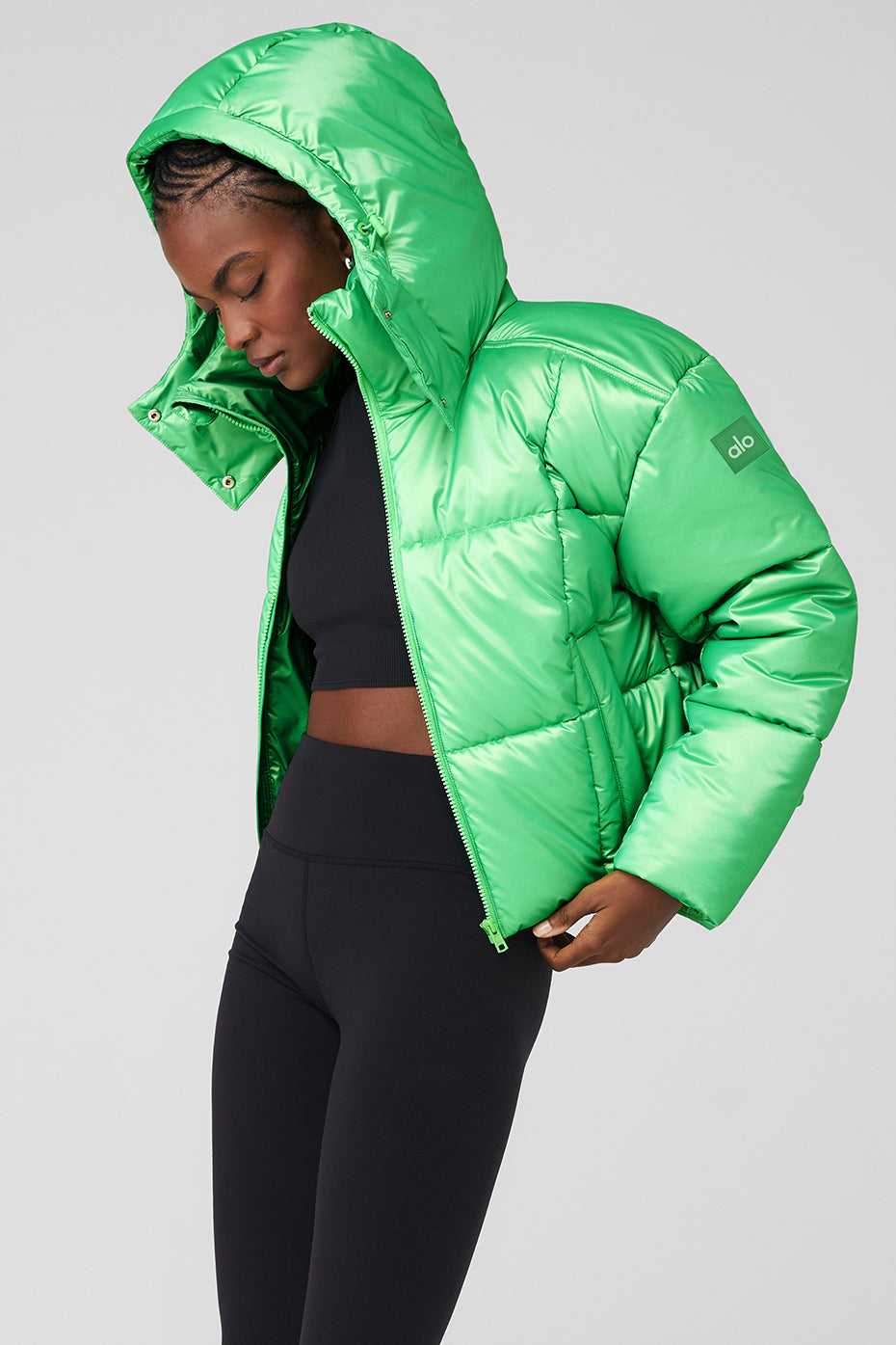 Alo Yoga USA Pearlized Pristine Puffer Green Glow | 5386720-RI