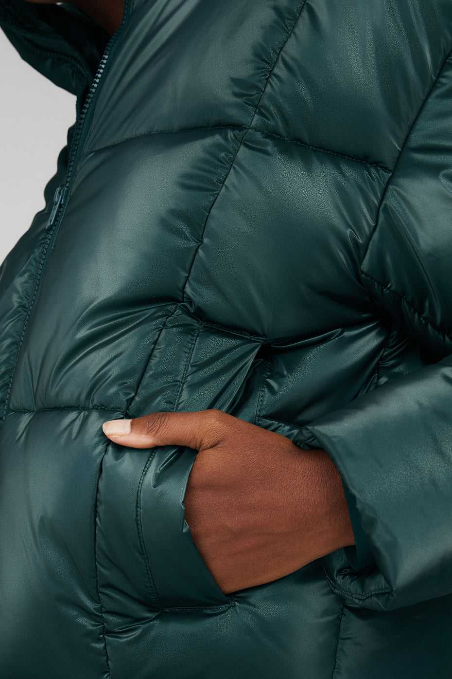 Alo Yoga USA Pearlized Pristine Puffer Midnight Green | 7186039-ZU