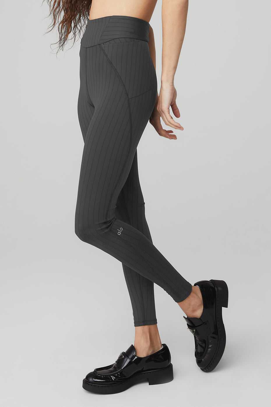 Alo Yoga USA Pinstripe Jacquard Extreme High-Waist Anthracite | 0894736-BC