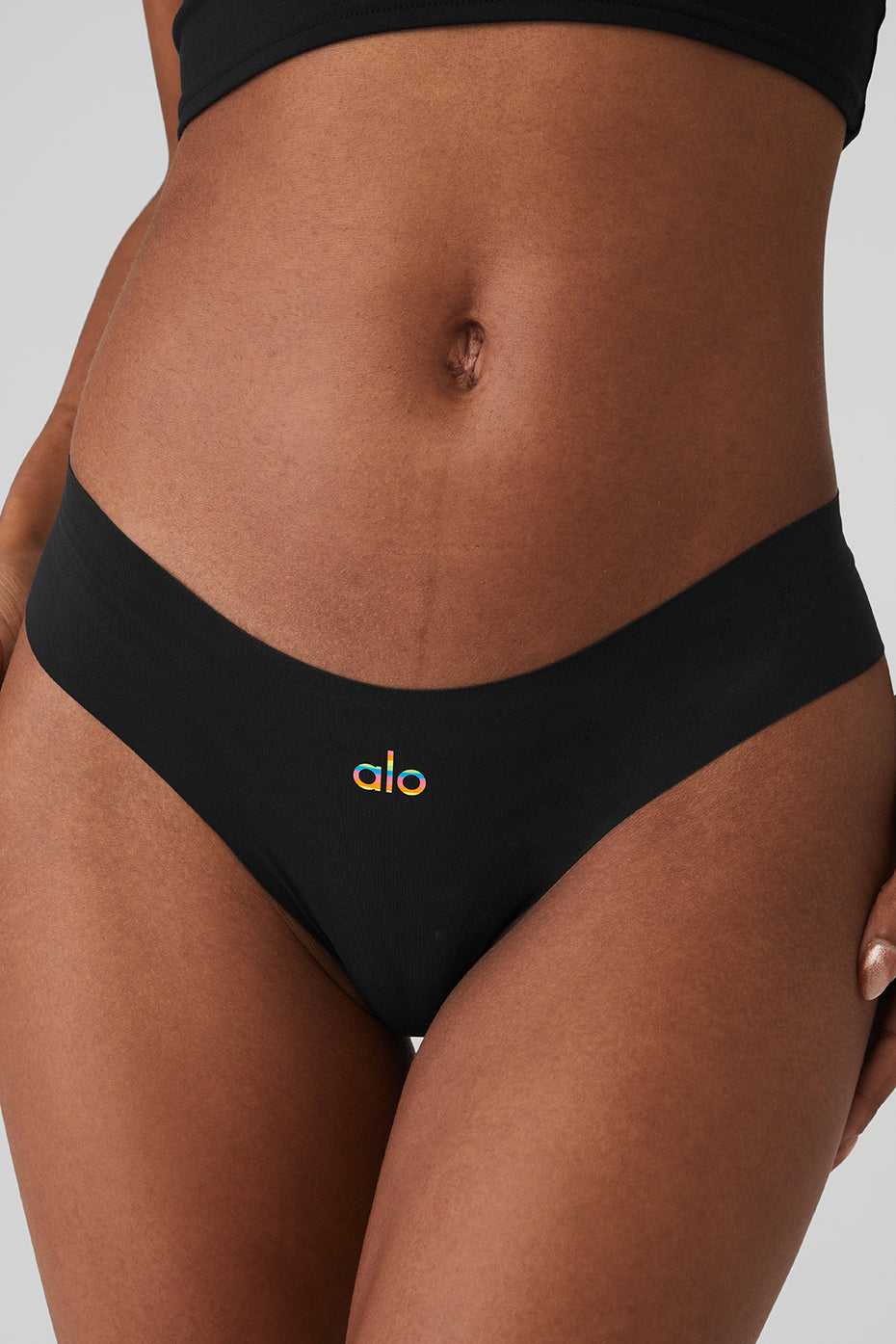 Alo Yoga USA Pride Airbrush Invisible Cheeky Black | 8475203-PV