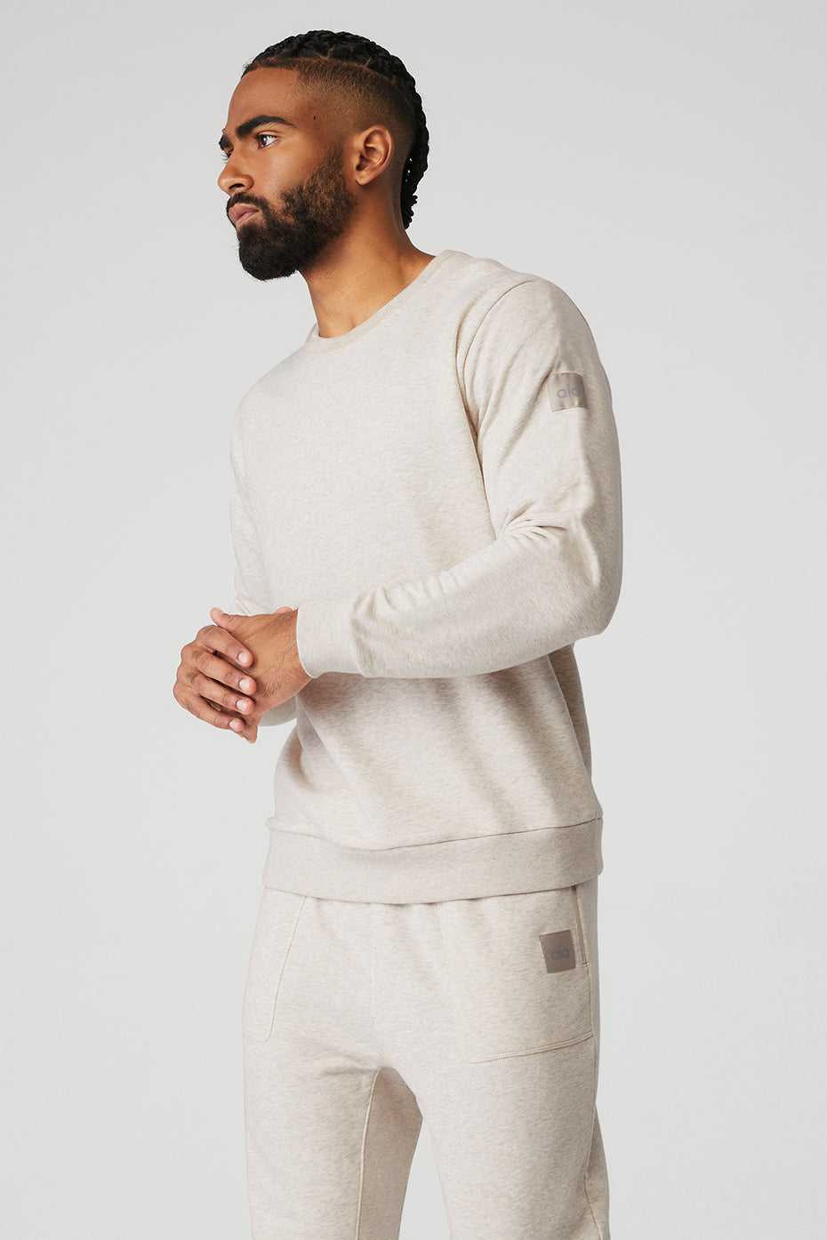 Alo Yoga USA Qualifier Crewneck Oatmeal Heather | 2096587-HY