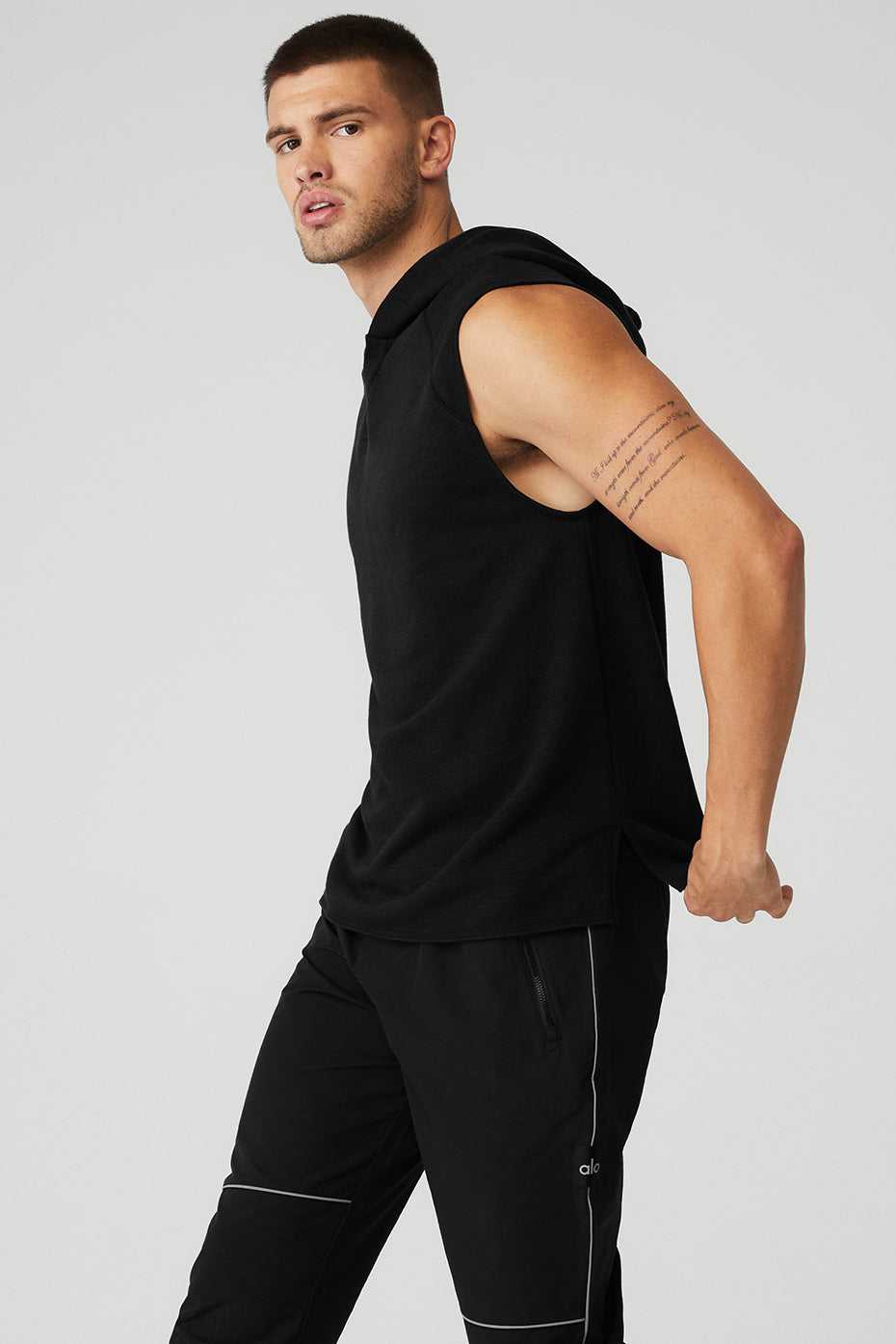 Alo Yoga USA Qualifier Sleeveless Black Slub | 2146859-YG