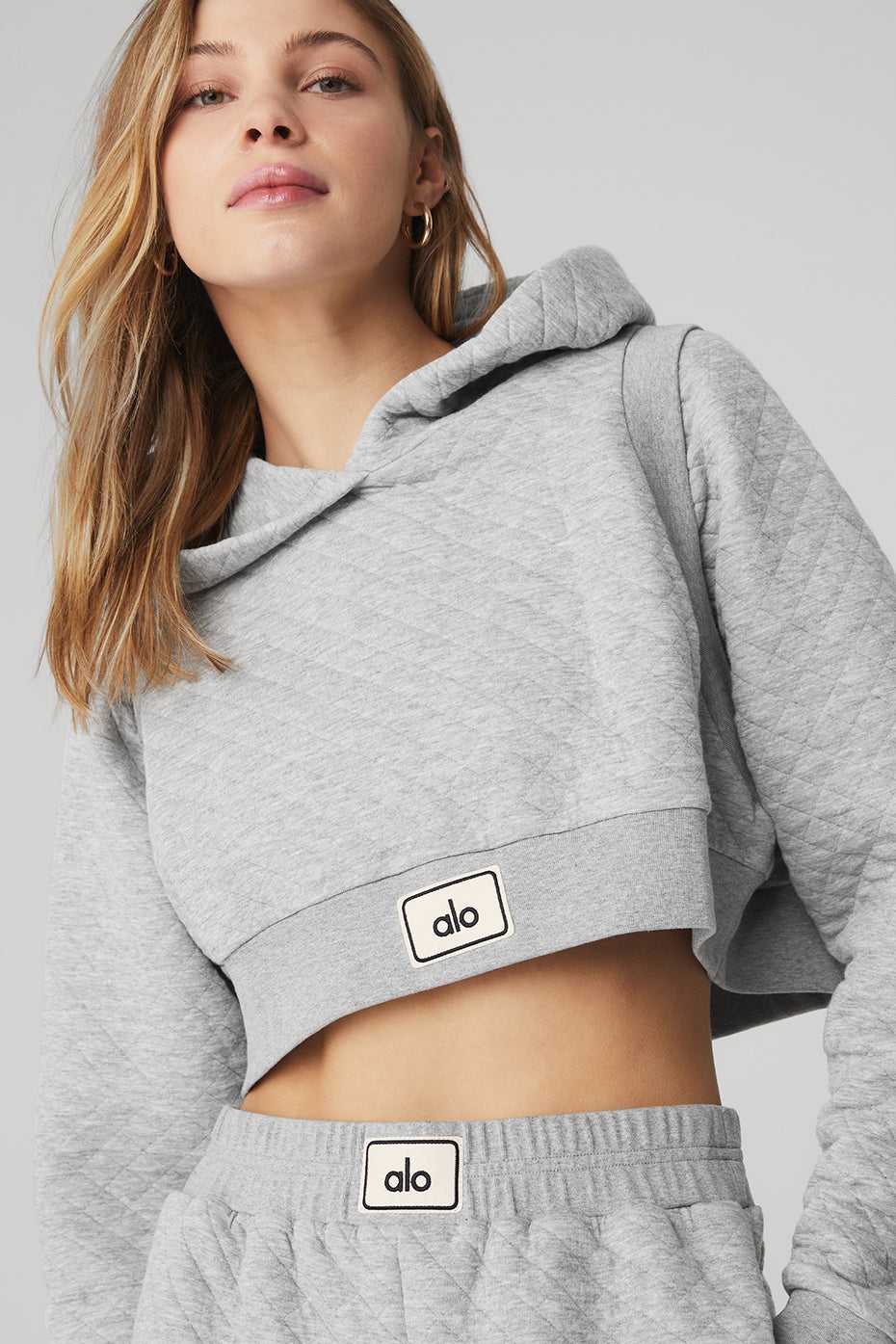 Alo Yoga USA Quilted Cropped Arena Athletic Grey | 4368125-VP