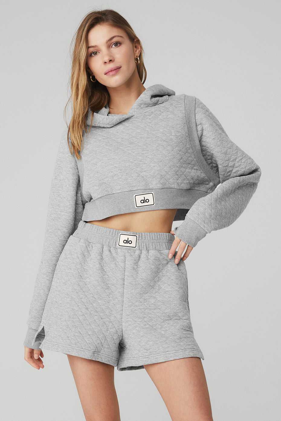 Alo Yoga USA Quilted Cropped Arena Athletic Grey | 4368125-VP