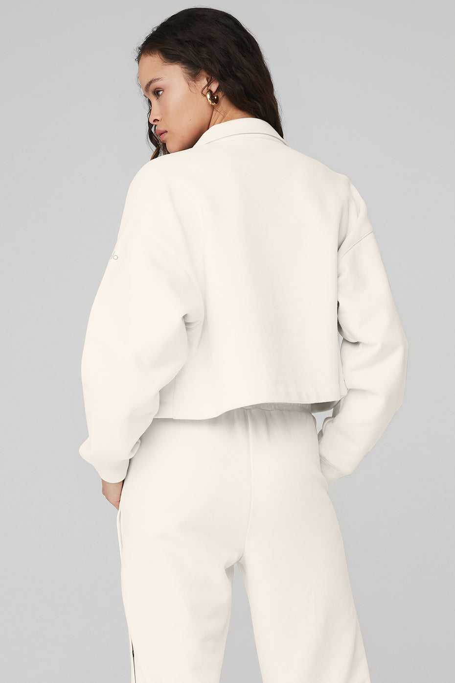 Alo Yoga USA Renown Cropped Button-Up Pullover Ivory | 6037529-AQ