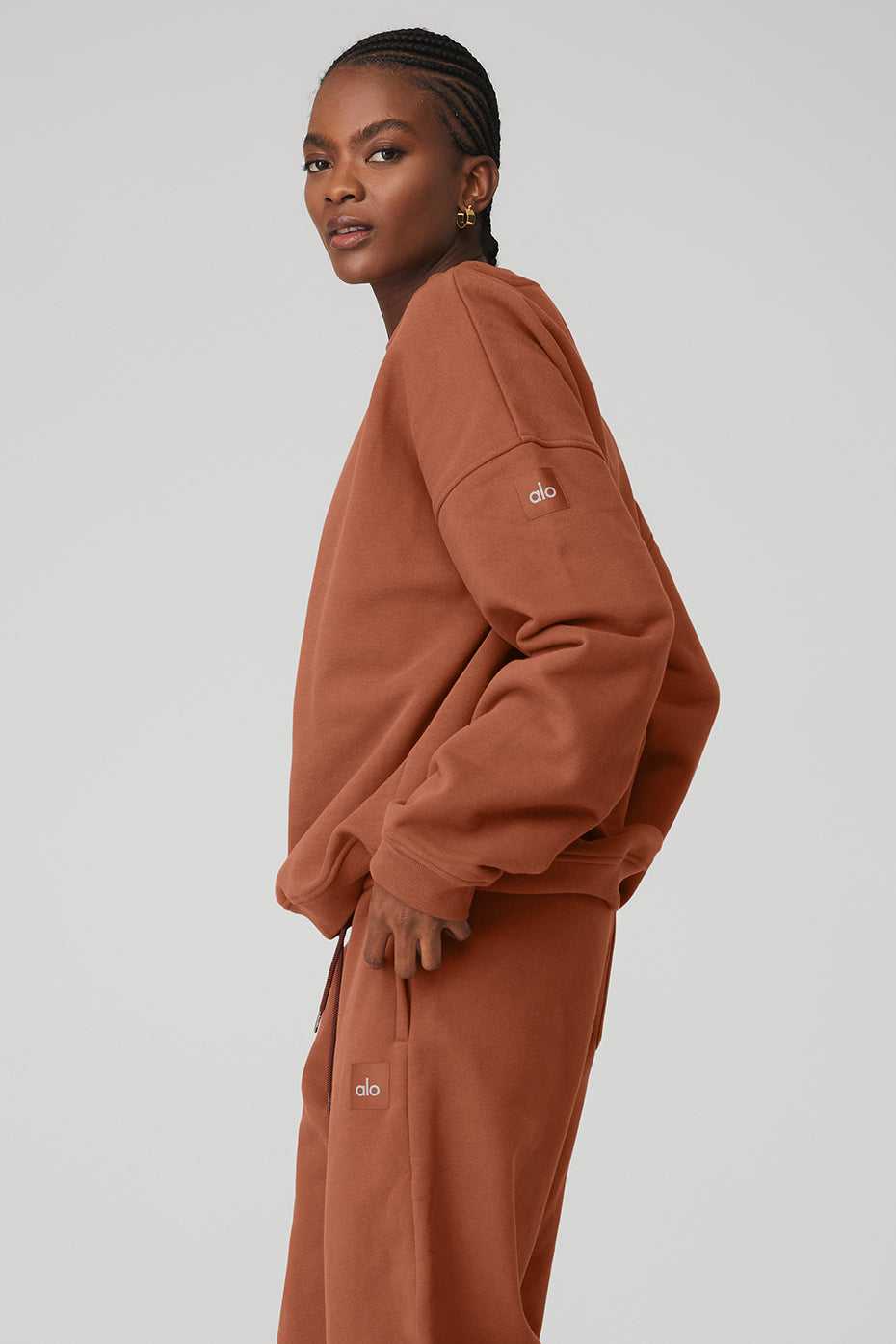 Alo Yoga USA Renown Heavy Weight Crew Neck Pullover Rust | 4307816-TV