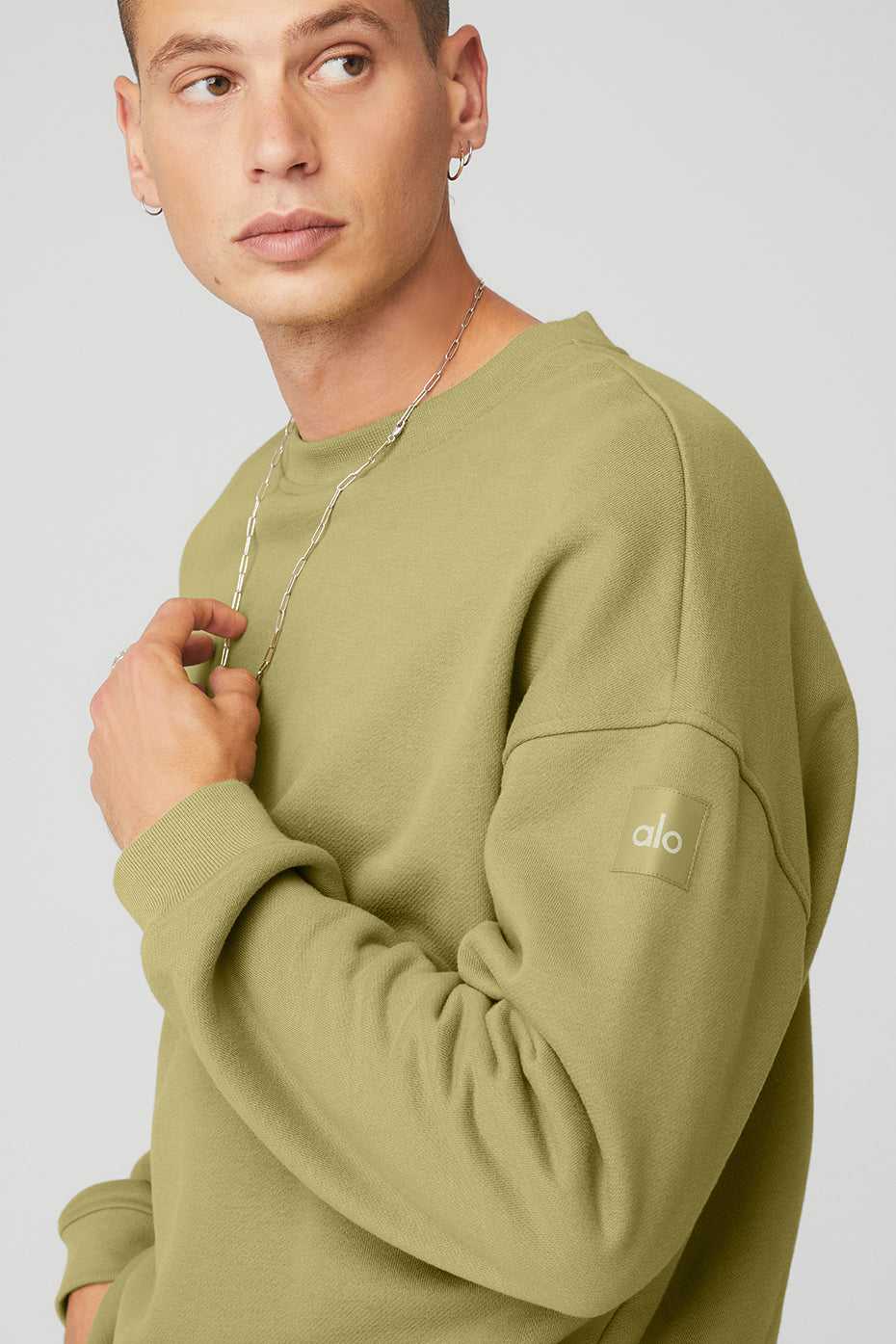 Alo Yoga USA Renown Heavy Weight Crew Neck Pullover Wasabi | 6789135-FT