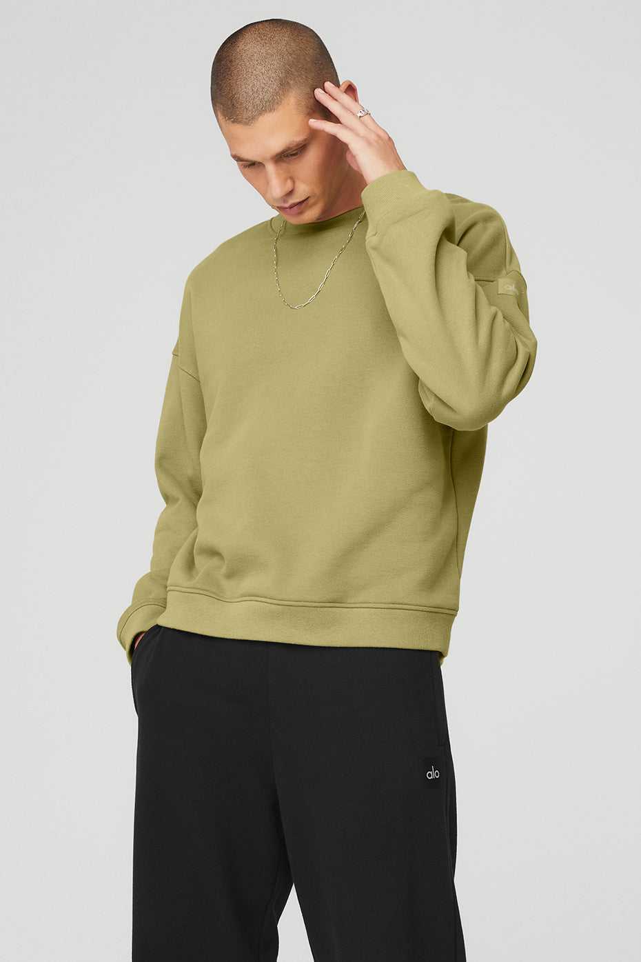 Alo Yoga USA Renown Heavy Weight Crew Neck Pullover Wasabi | 6789135-FT