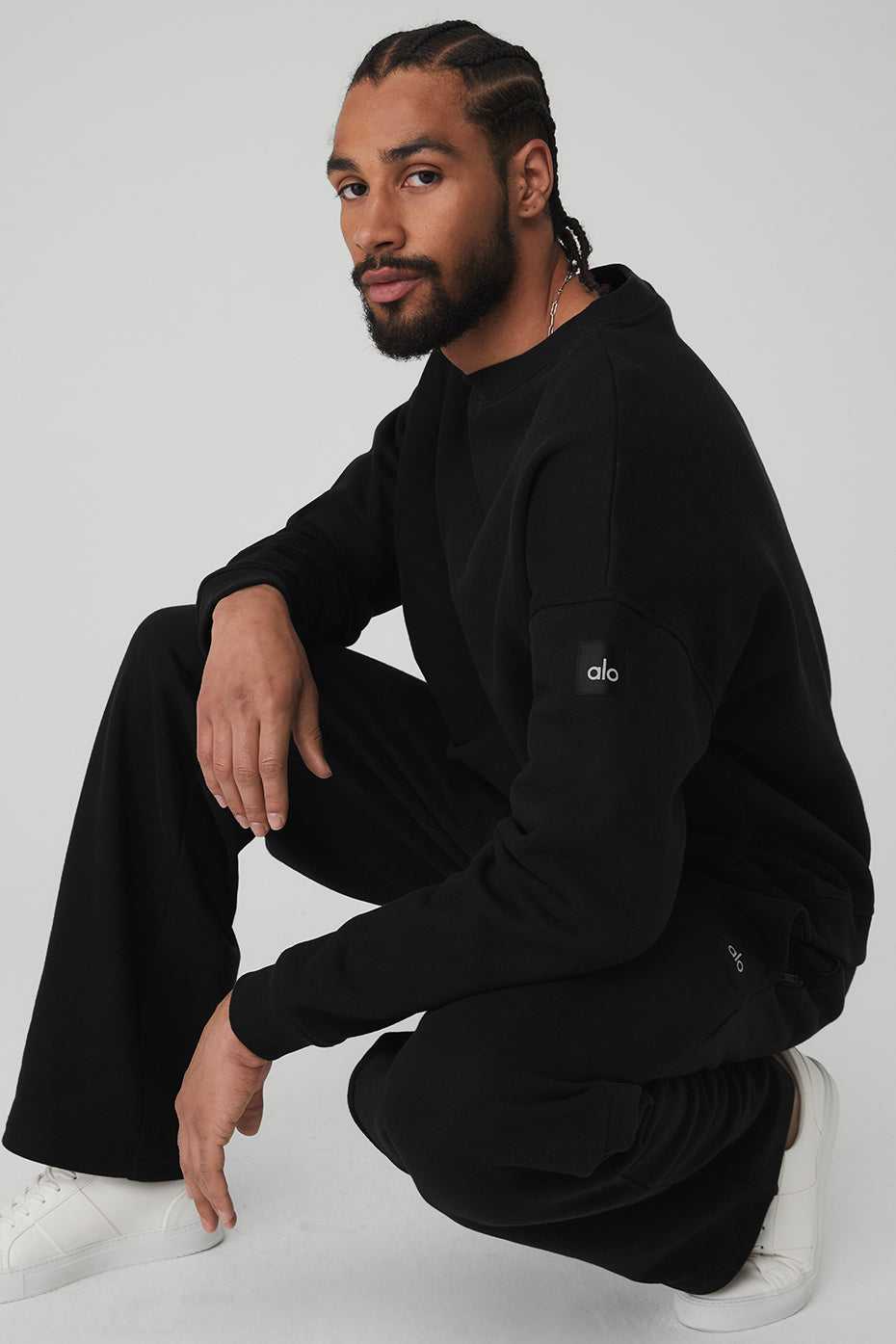 Alo Yoga USA Renown Heavy Weight Crew Neck Pullover Black | 7832150-XE