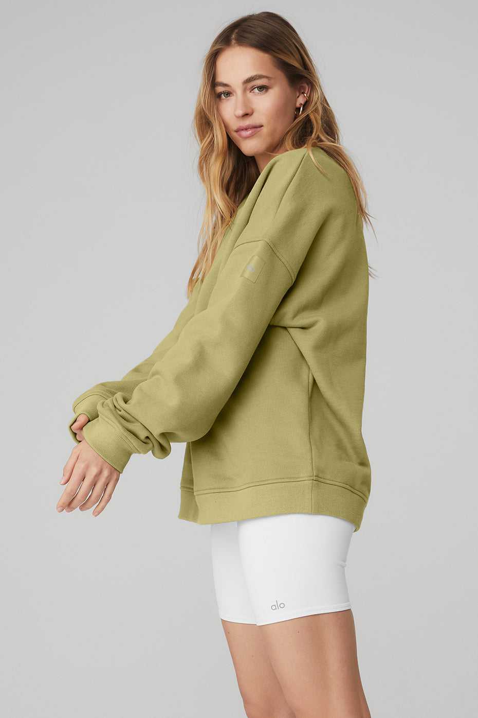 Alo Yoga USA Renown Heavy Weight Crew Neck Pullover Wasabi | 8651239-QN