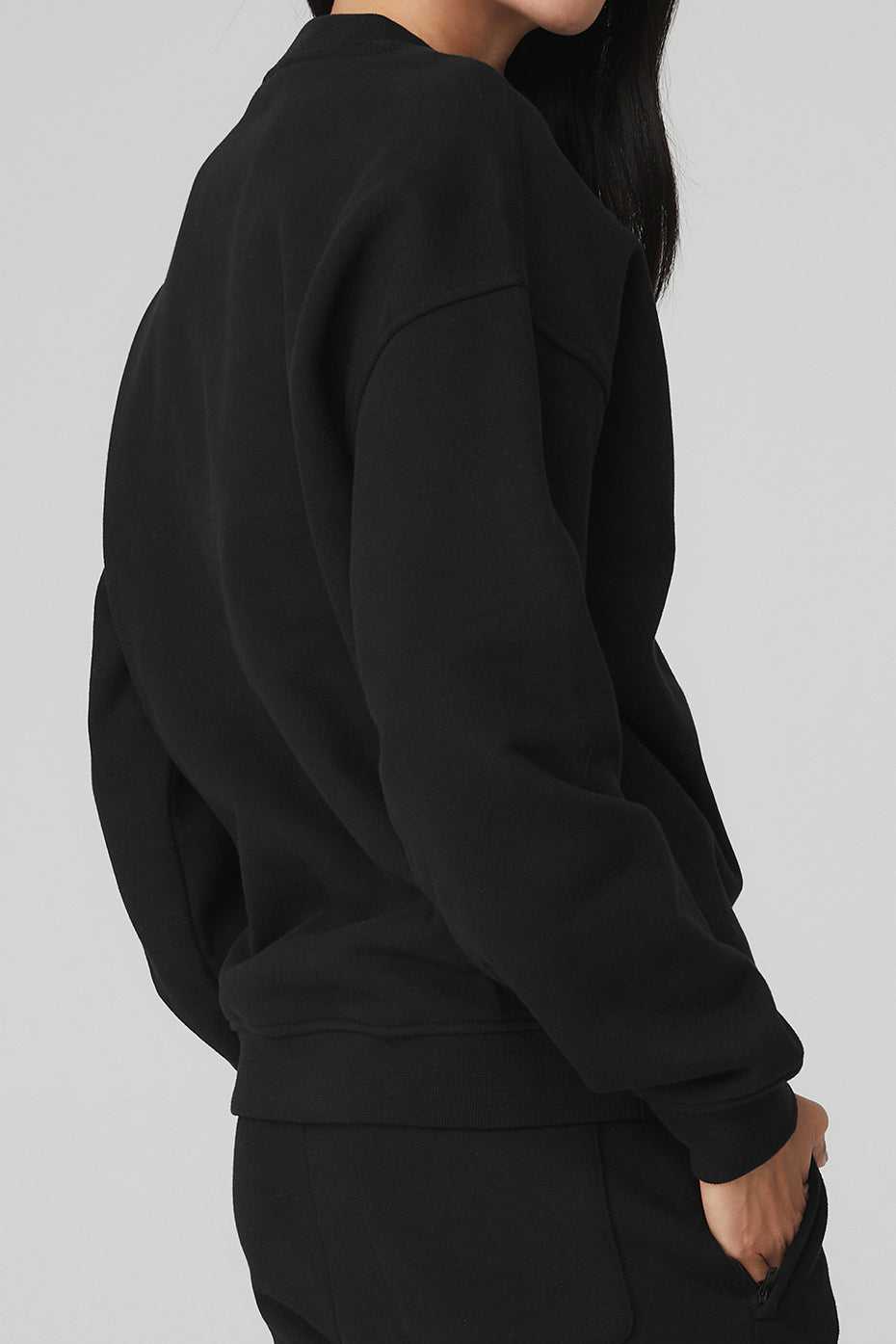 Alo Yoga USA Renown Heavy Weight Crew Neck Pullover Black | 9643081-AD