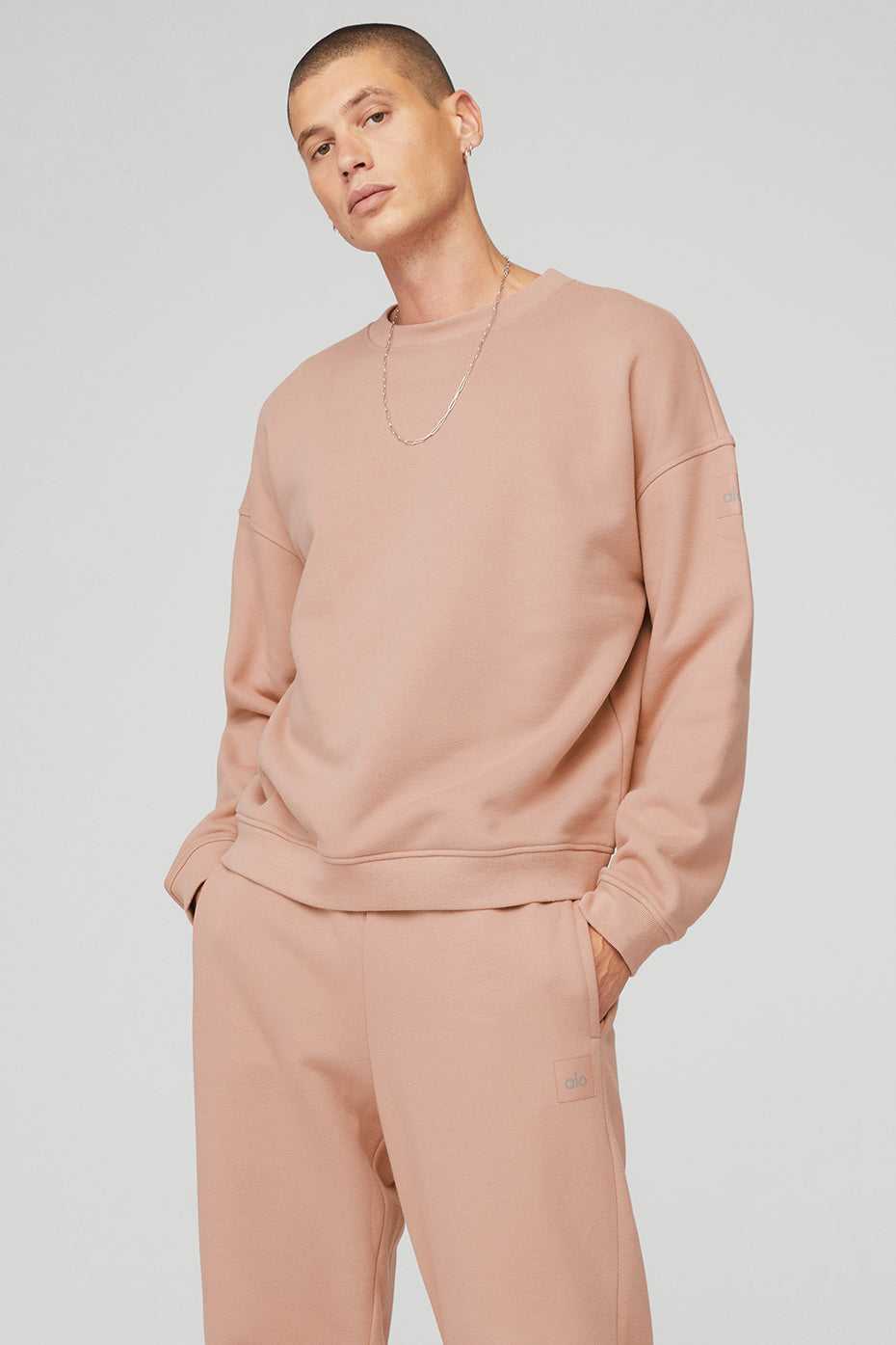 Alo Yoga USA Renown Heavy Weight Crew Neck Pullover Soft Clay | 1240683-KN