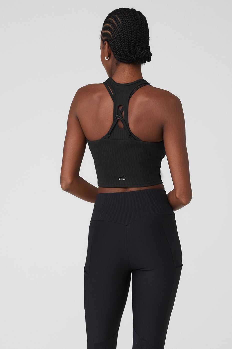 Alo Yoga USA Ribbed Airlift Enchanted Black | 3584207-YK