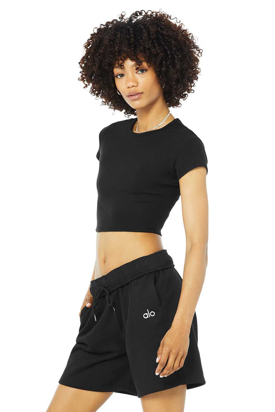 Alo Yoga USA Ribbed Black | 5096873-BS